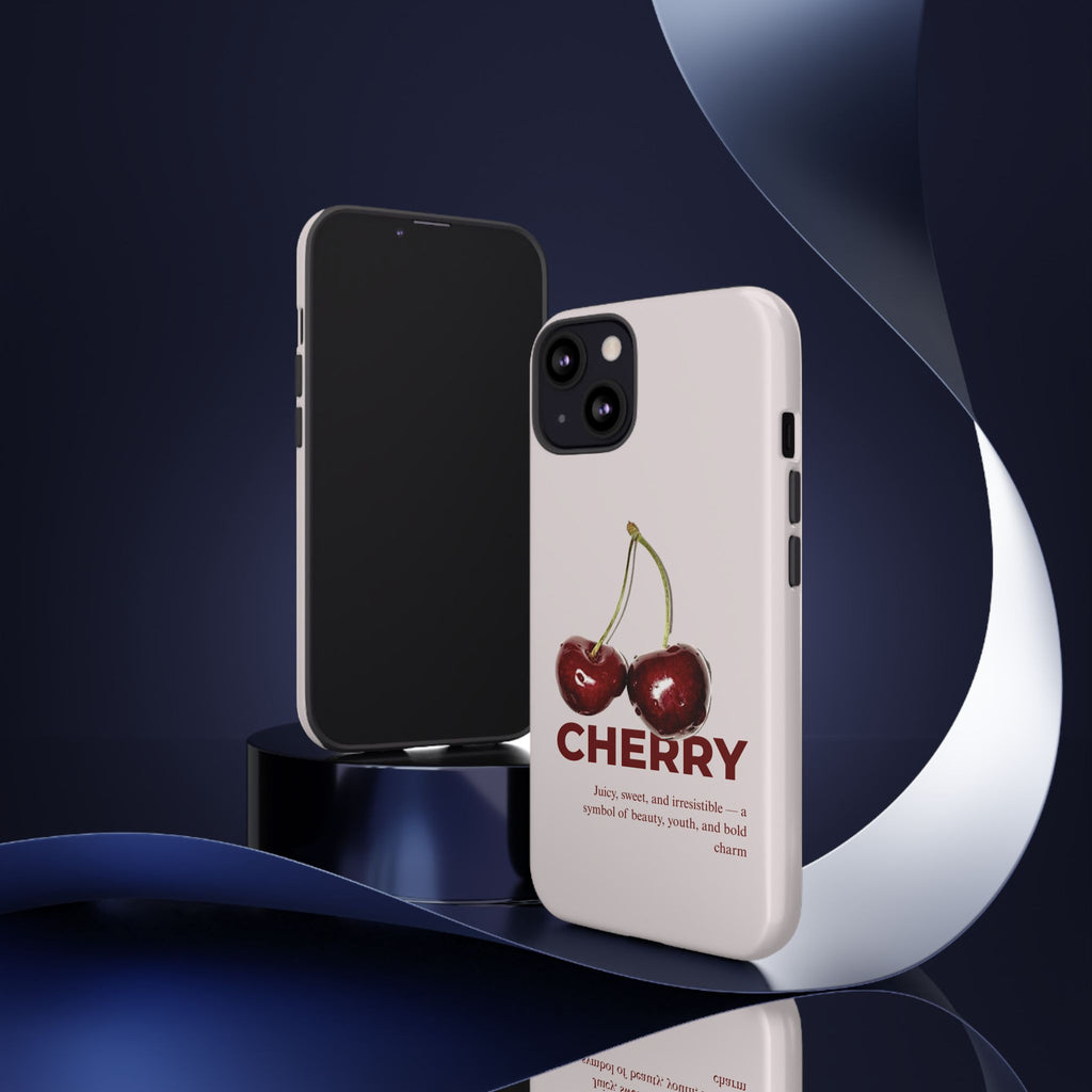 Cherry Vintage iPhone Case — Retro Cherry Illustration with 'CHERRY' Text