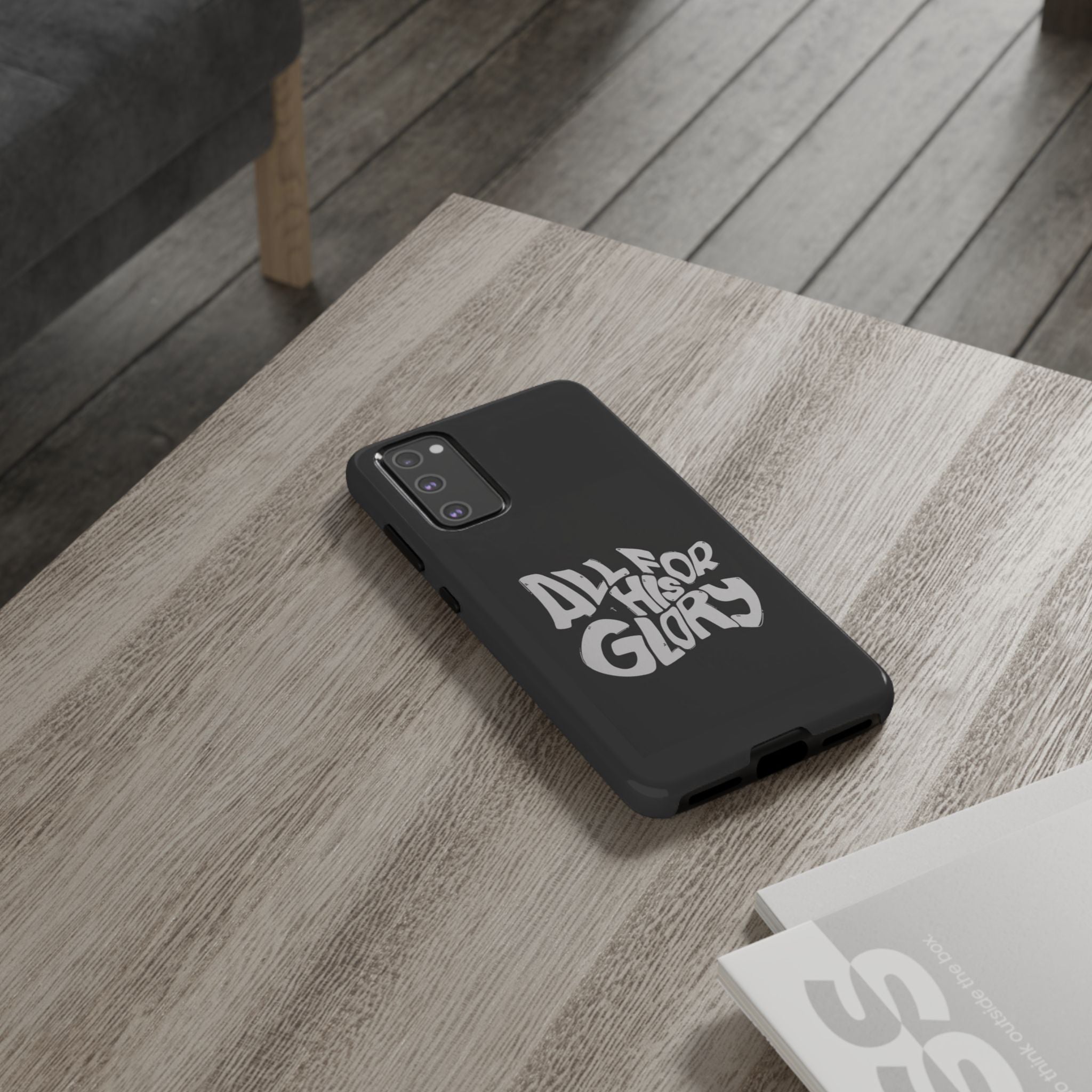 All For His Glory Phone Case — Christian Faith Script Protective Cover