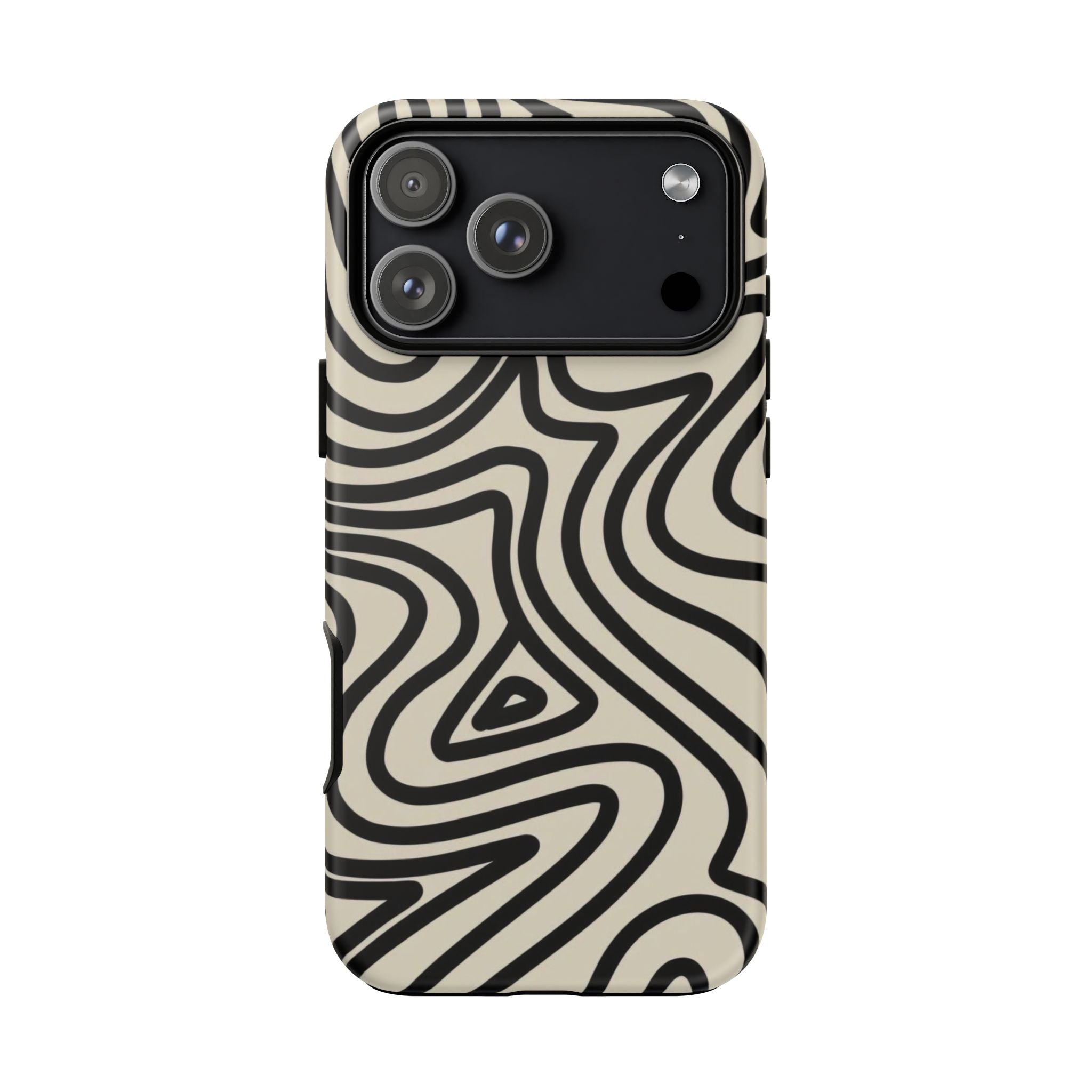 Abstract Black Swirl Tough Phone Case — Retro Psychedelic iPhone Cover
