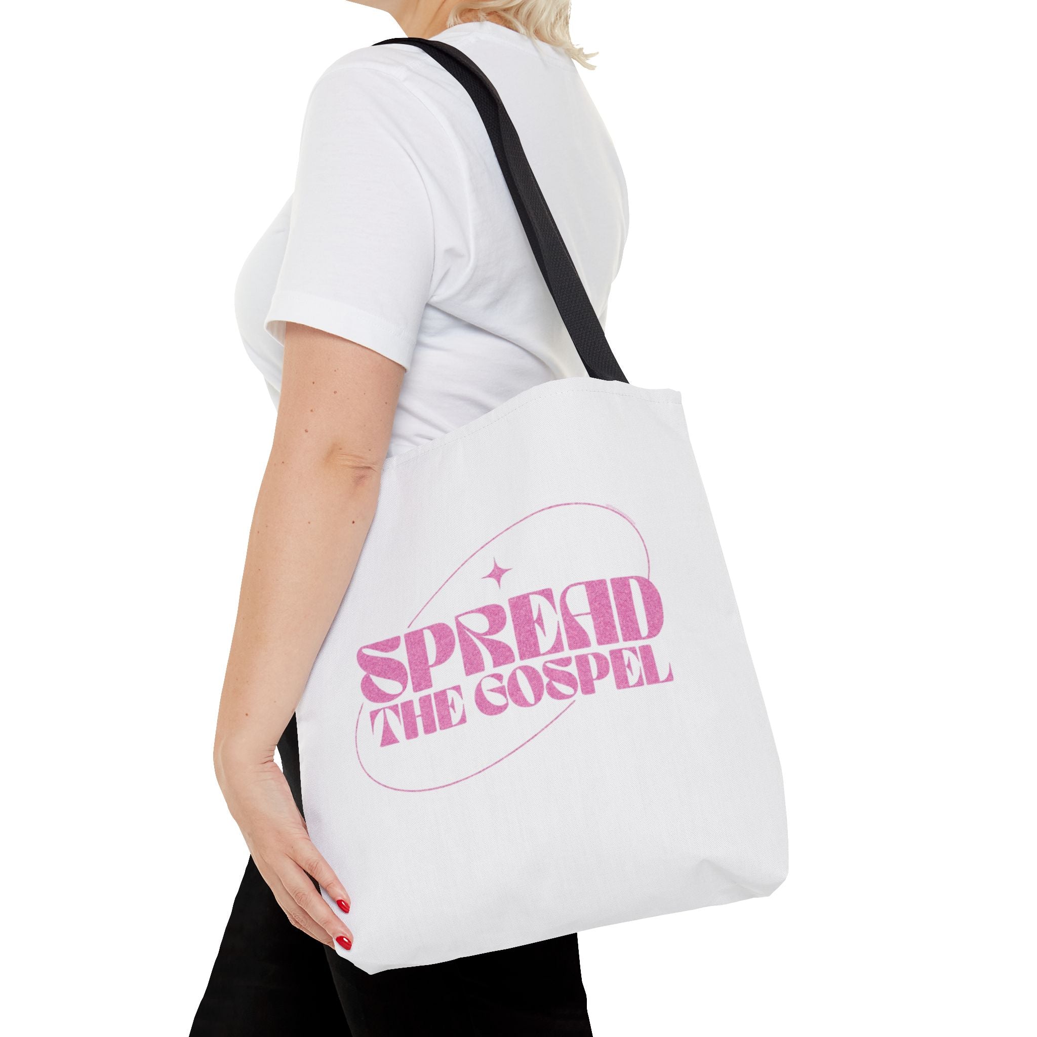 Spread the Gospel Tote Bag — Pink Retro Canvas Tote