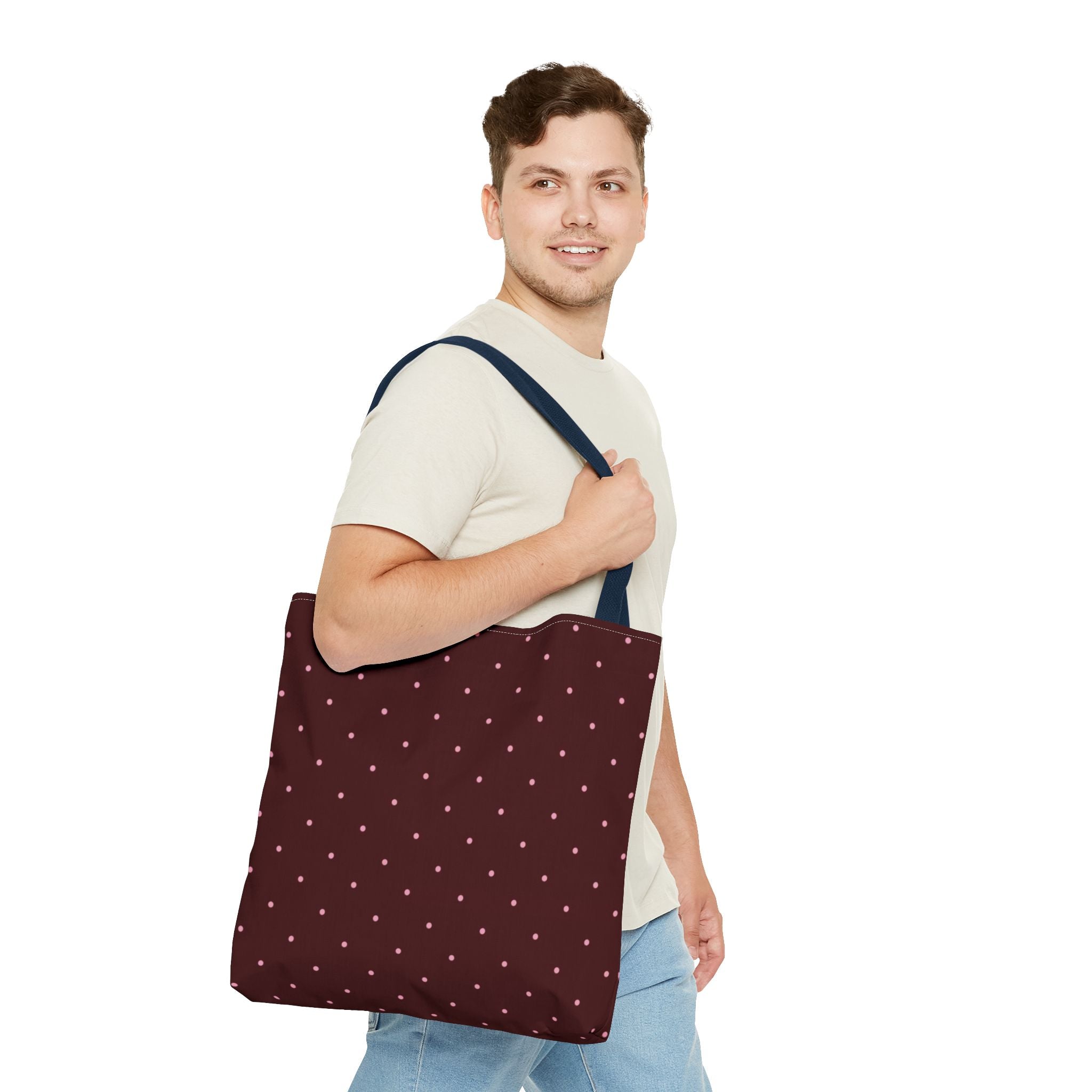 Burgundy Polka Dot Tote Bag