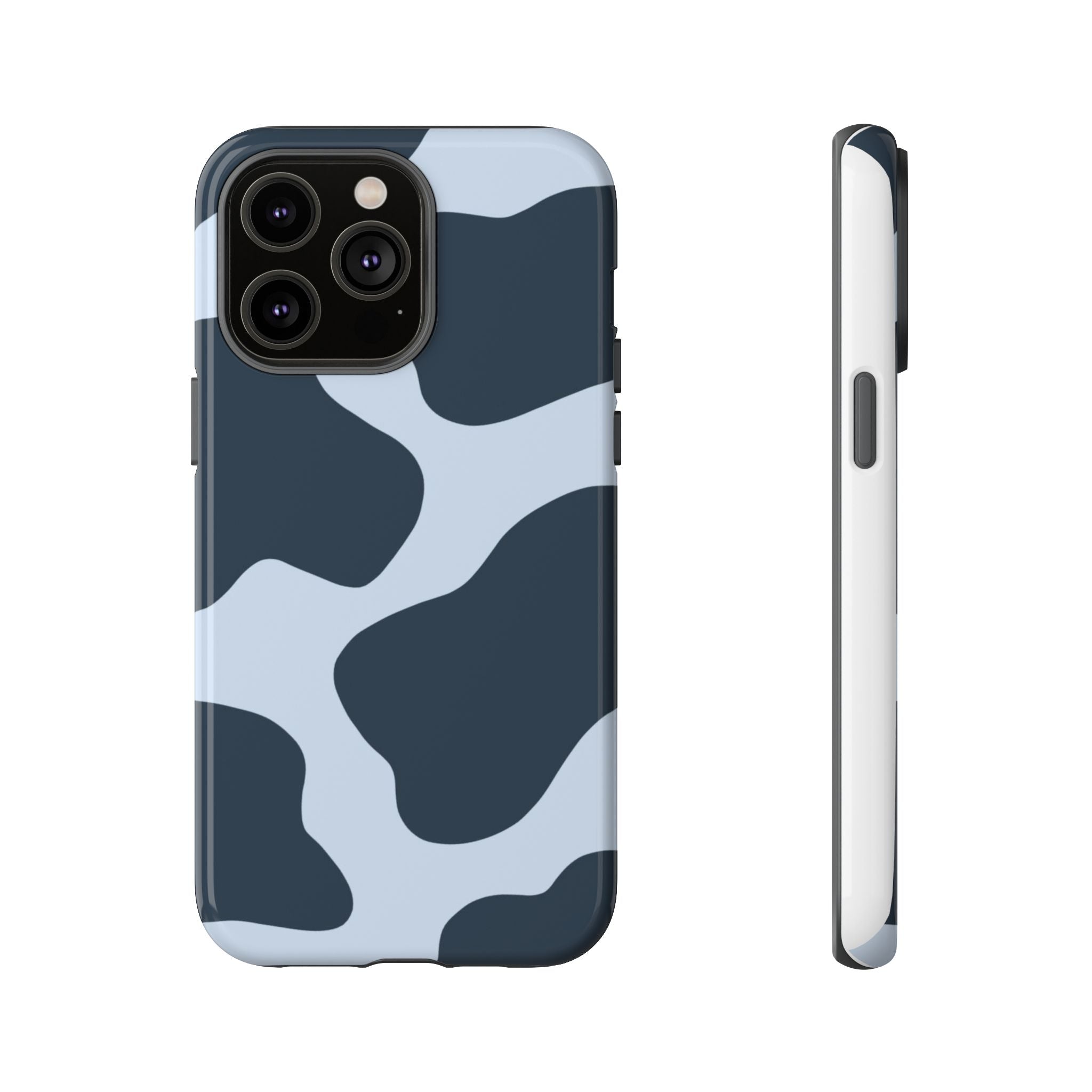 Cow Print Tough iPhone Case — Blue Black Abstract Pattern