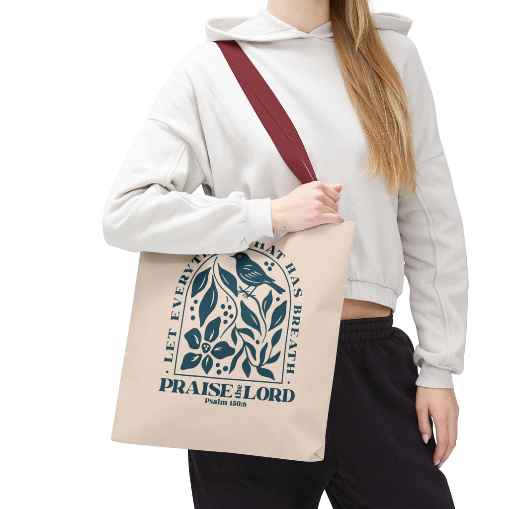 "Praise the Lord" Floral Psalm 150:6 Tote Bag