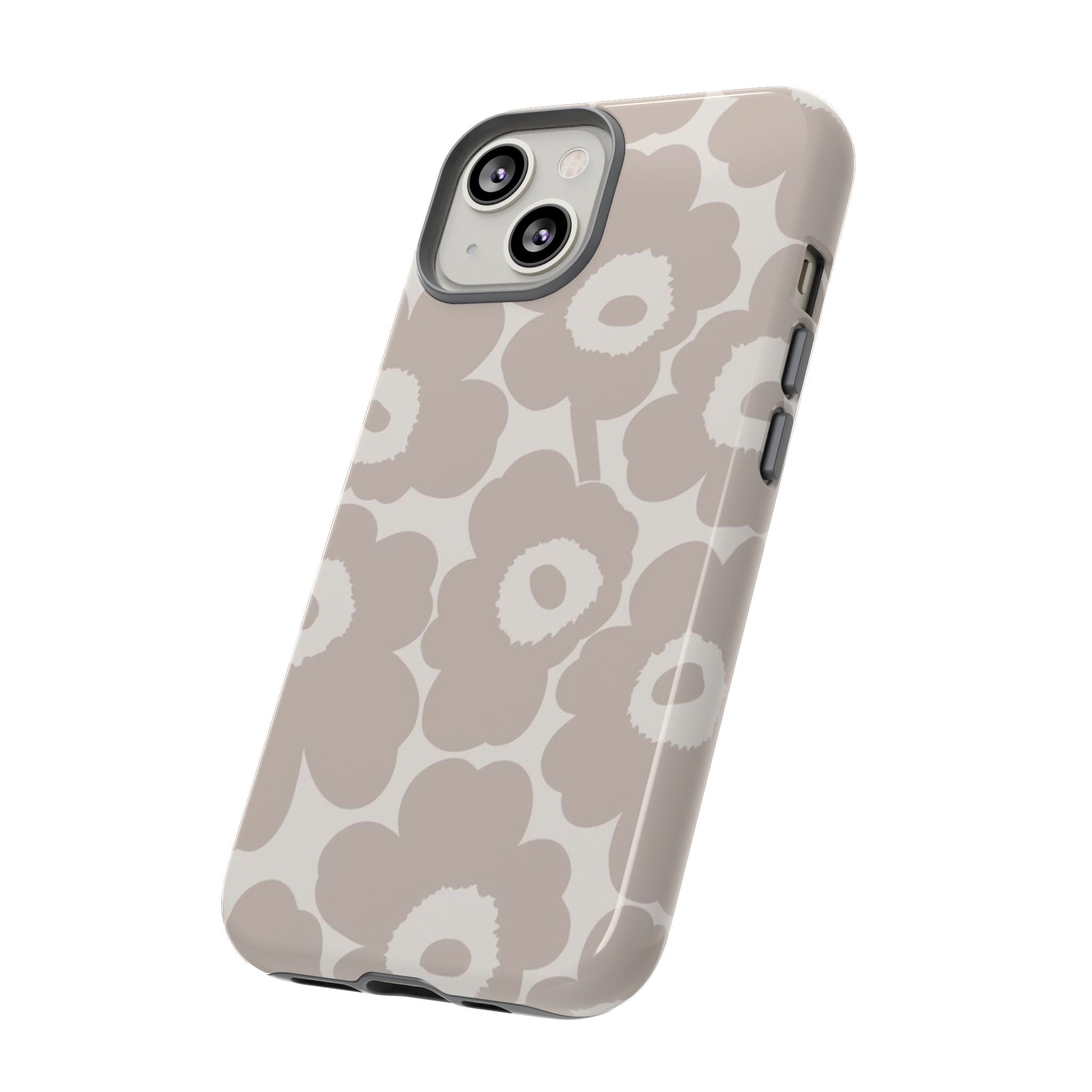Floral Tough iPhone Case — Neutral Beige Poppy Protective Cover
