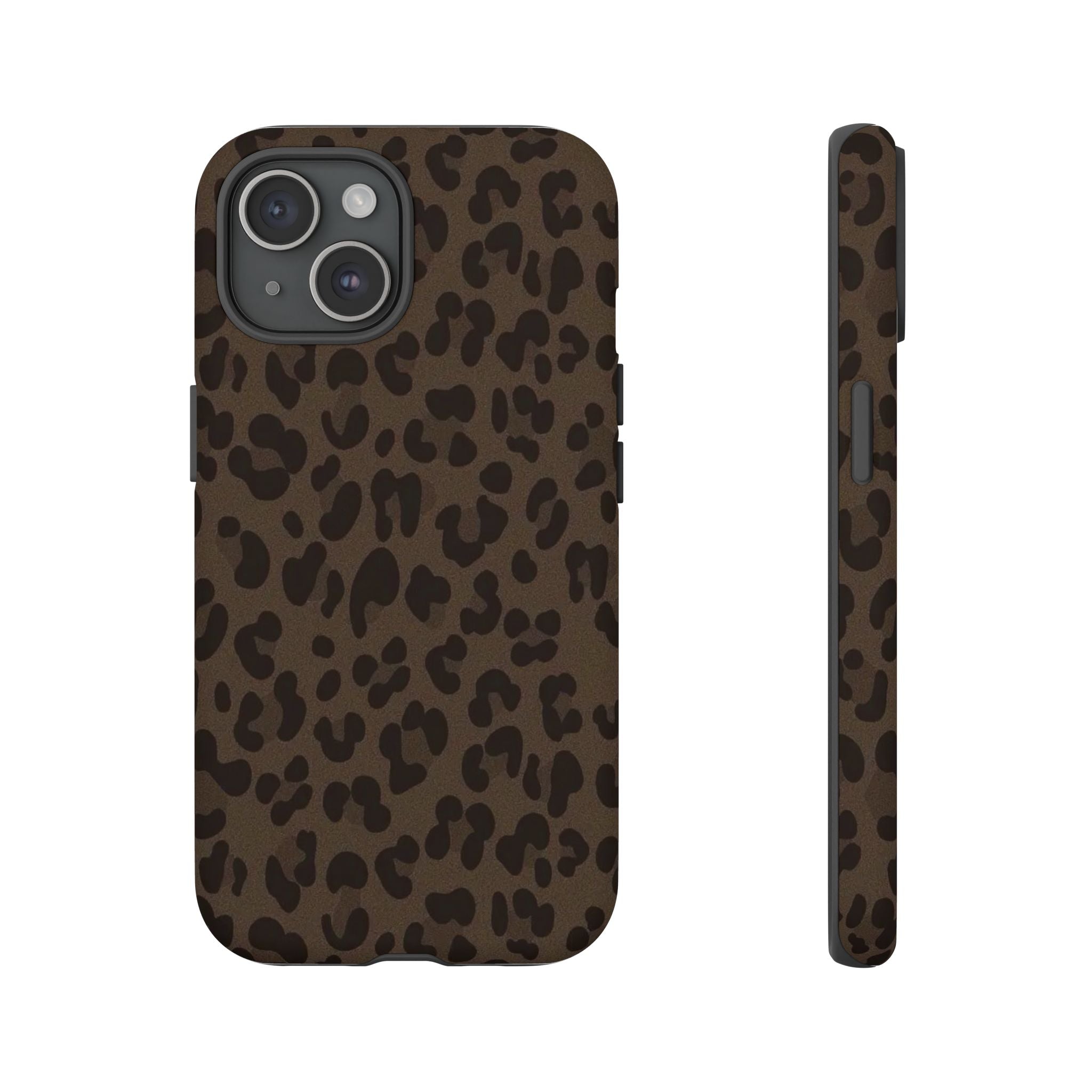 Leopard Print Tough iPhone Case — Durable Brown Animal Pattern Protective Cover