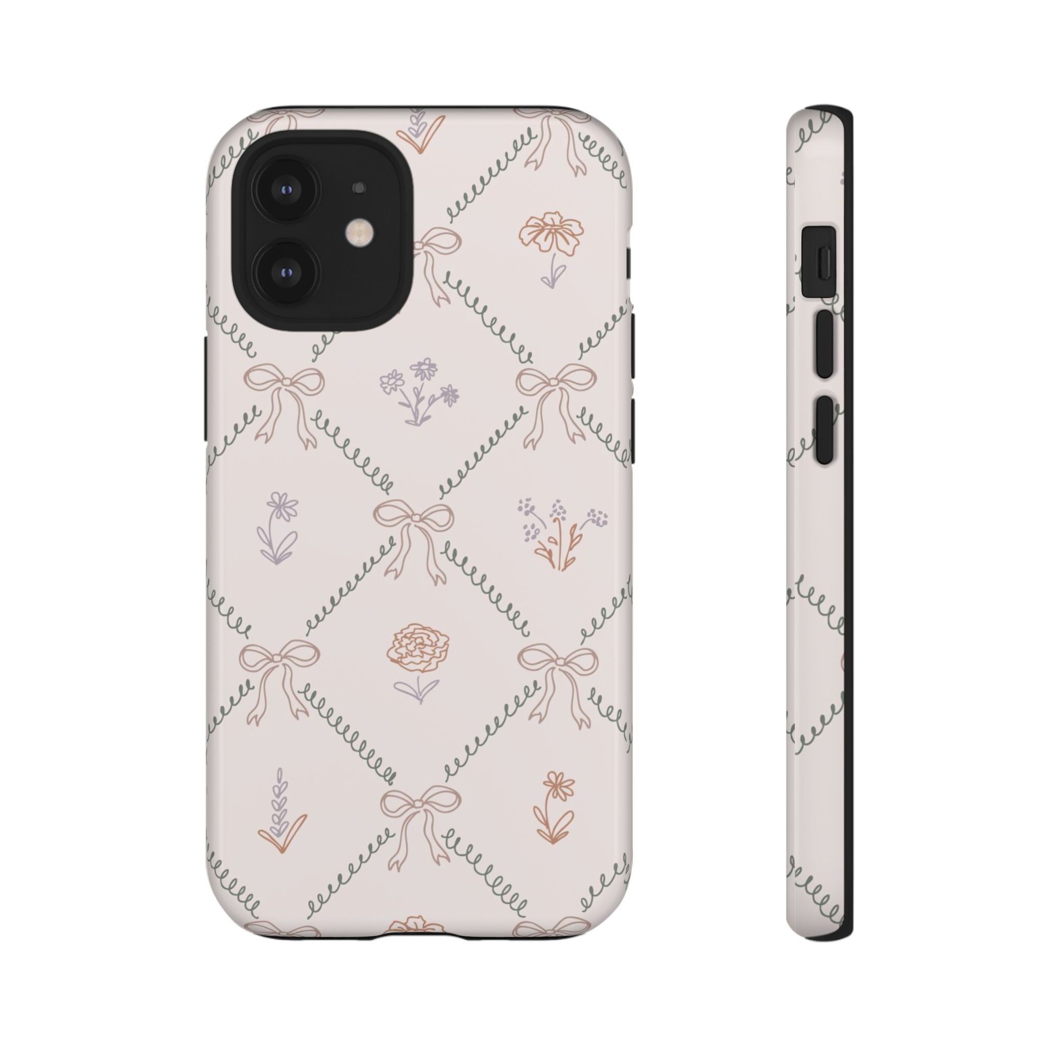 Floral Bow Pattern Tough iPhone Case