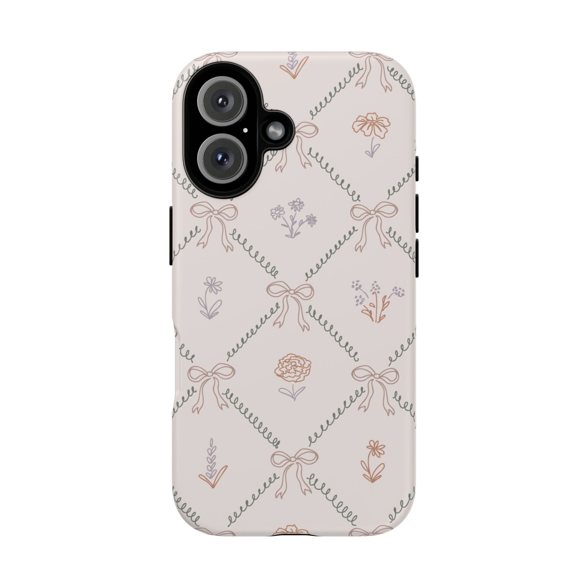 Floral Bow Pattern Tough iPhone Case