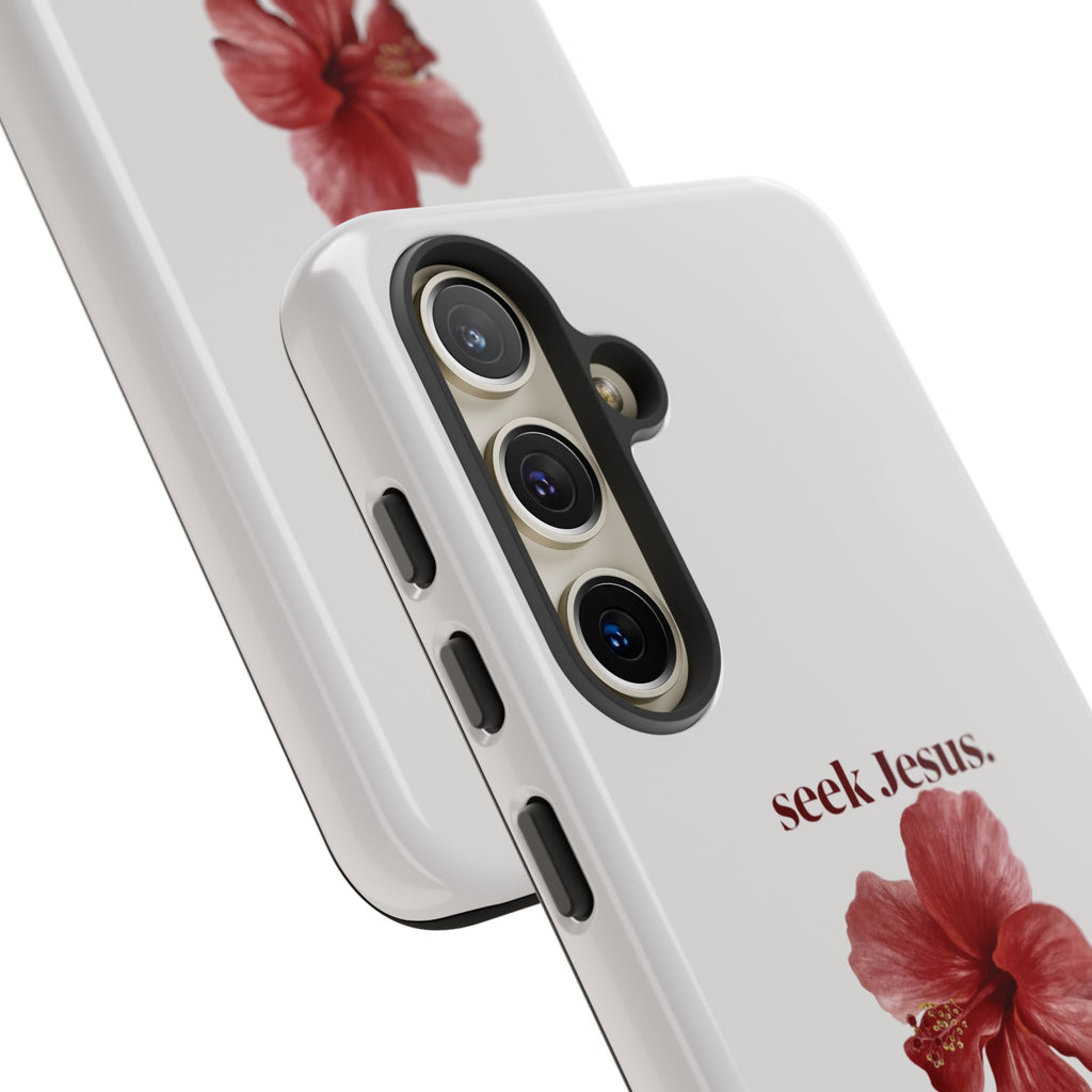 "seek Jesus." Floral Tough Protective Case