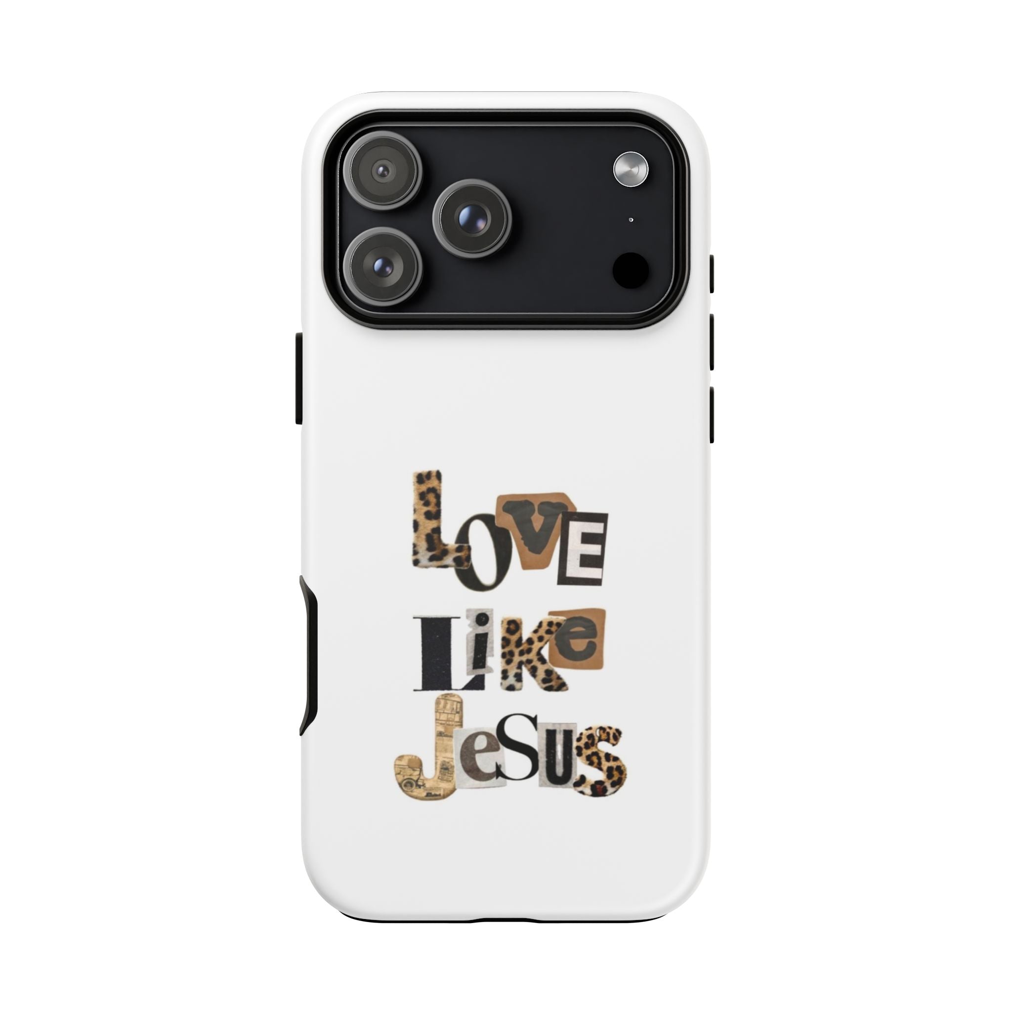 "Love Like Jesus" Leopard Print Christian Tough Phone Case