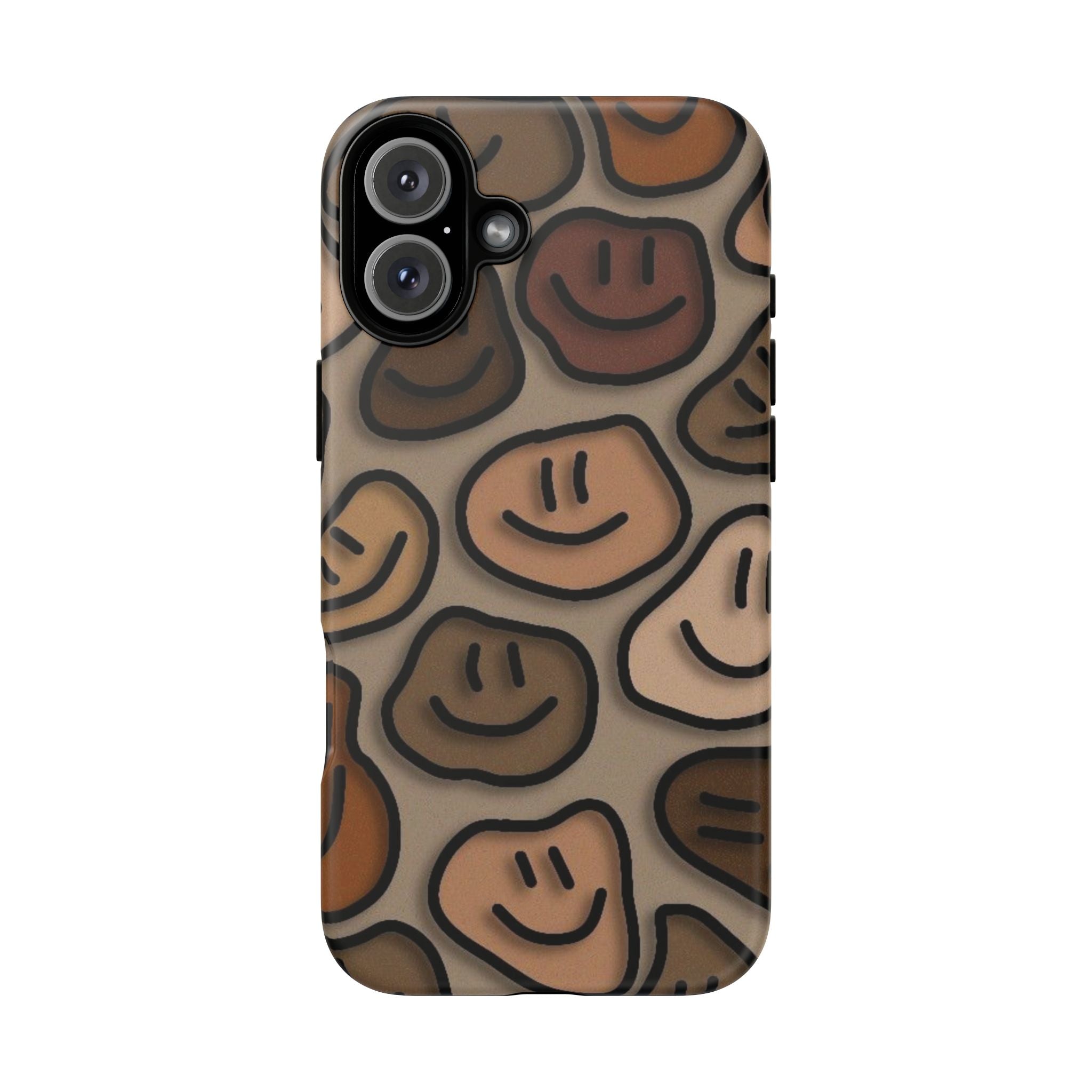 Smiley Faces iPhone Case — Neutral Brown Diverse Smiles Protective Cover