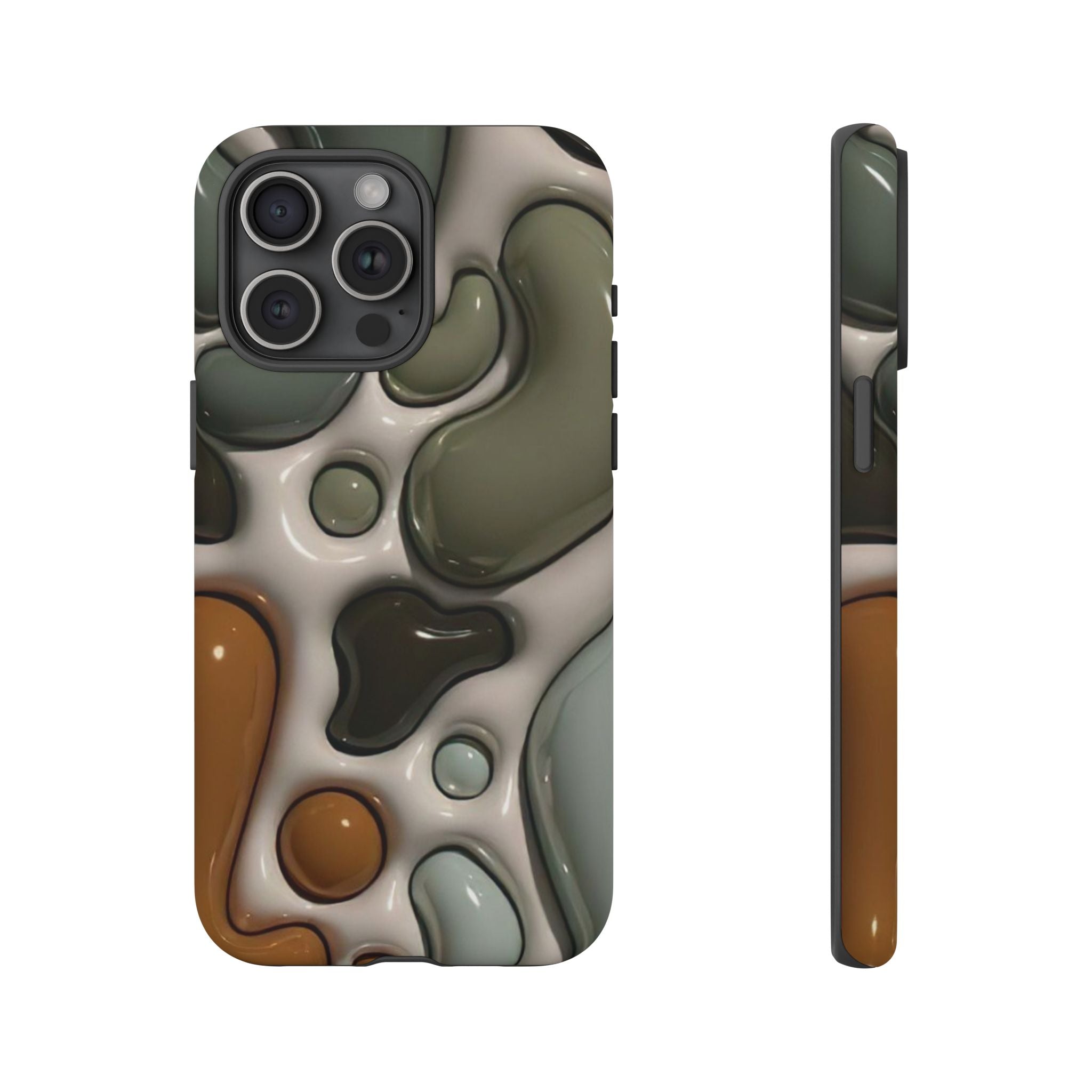 Abstract Pebble Pattern iPhone Case — Modern Organic Camouflage Tough Case