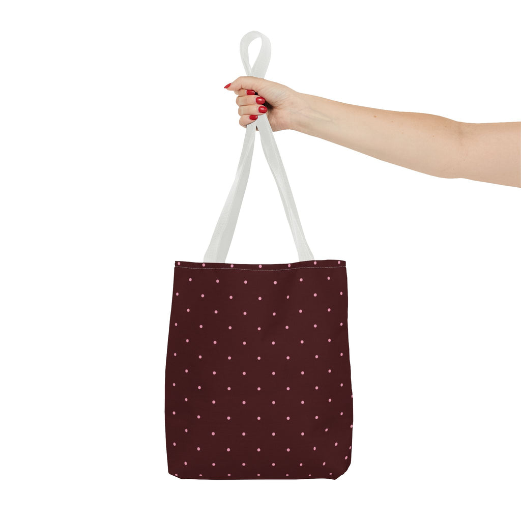 Burgundy Polka Dot Tote Bag