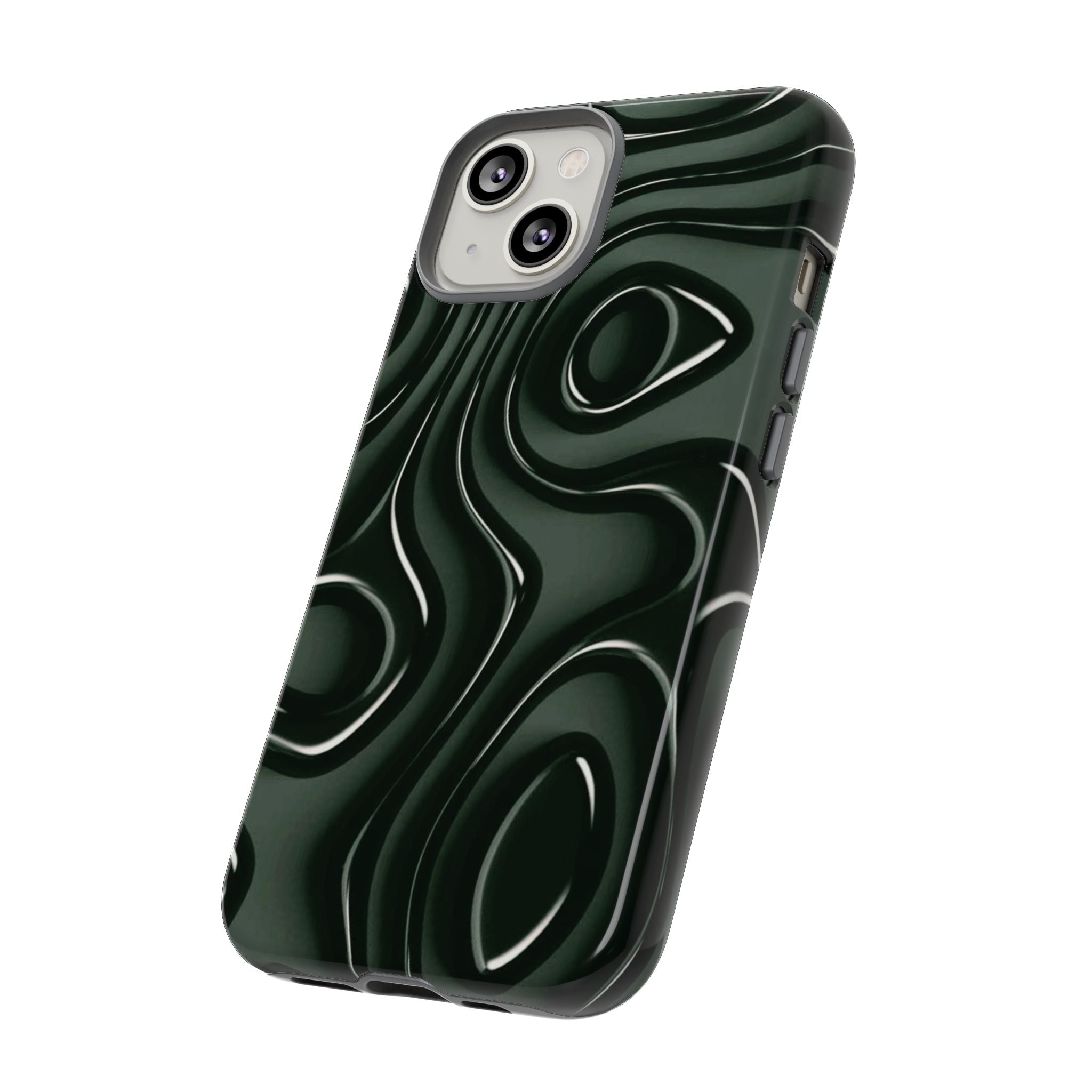Dark Green Abstract Swirl Tough Phone Case