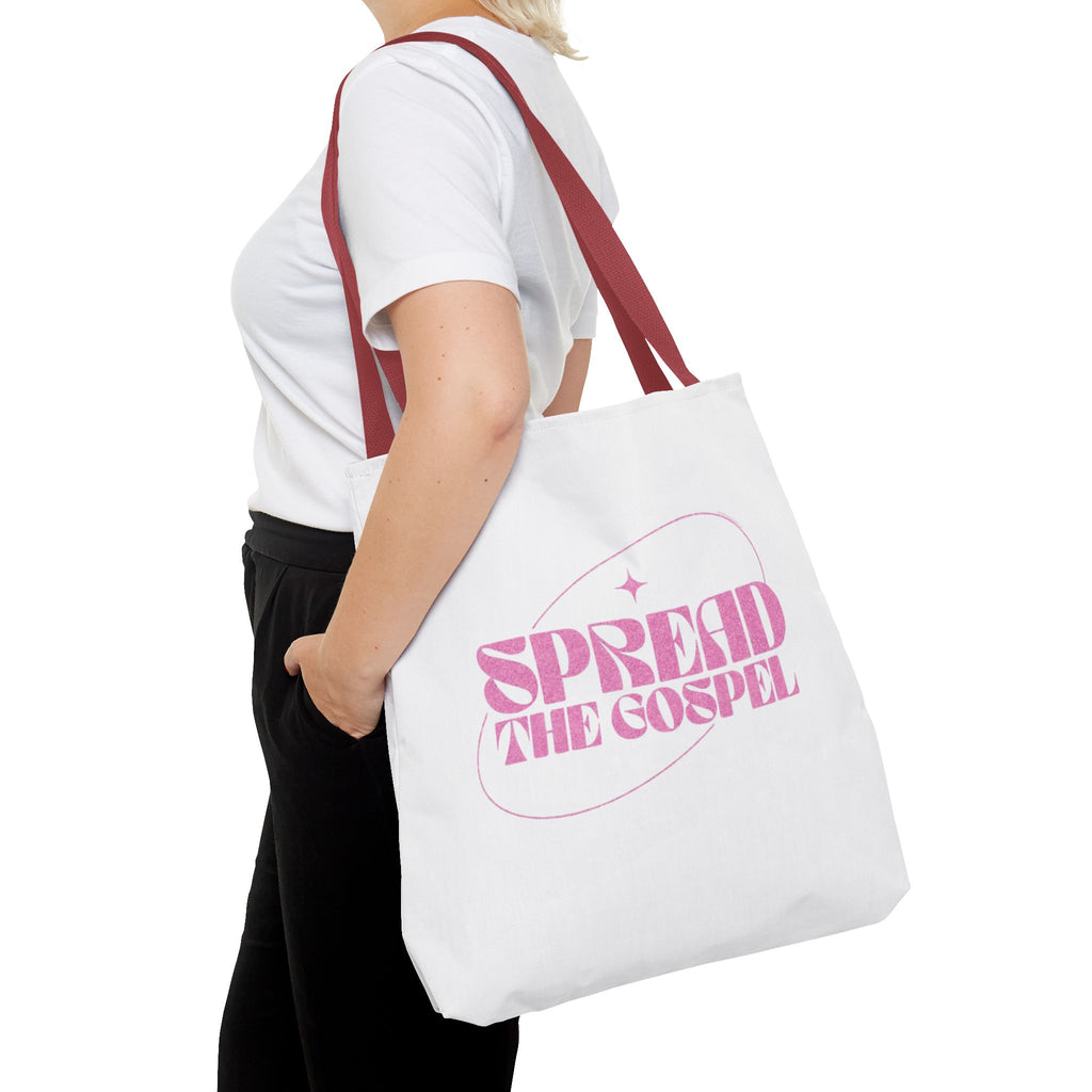 Spread the Gospel Tote Bag — Pink Retro Canvas Tote