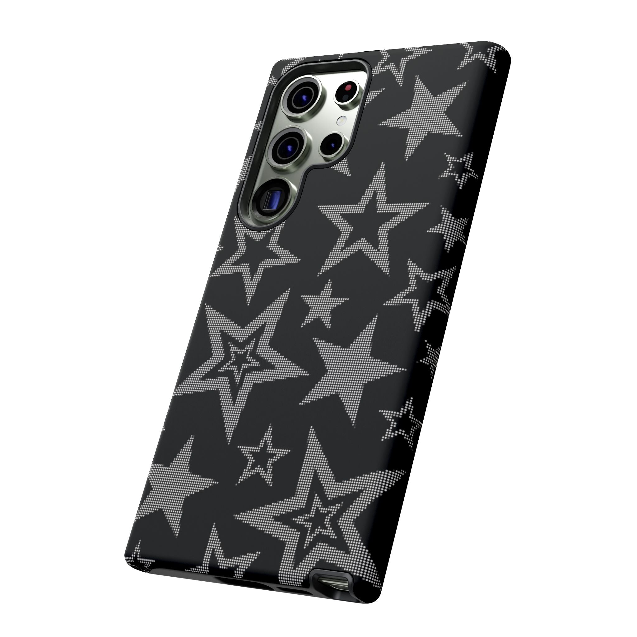Black Star Pattern Tough Phone Case — Durable Protective Phone Cover