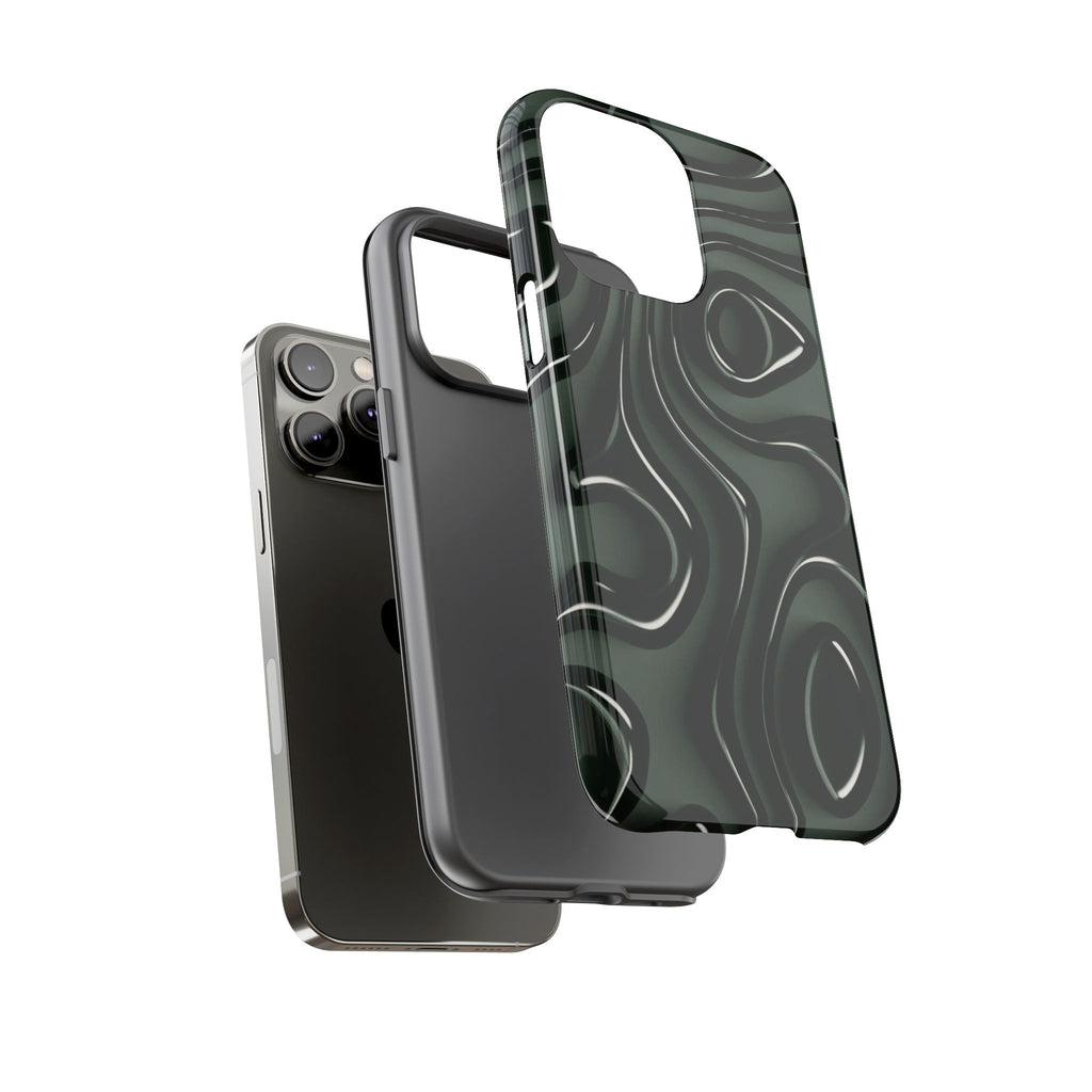 Dark Green Abstract Swirl Tough Phone Case