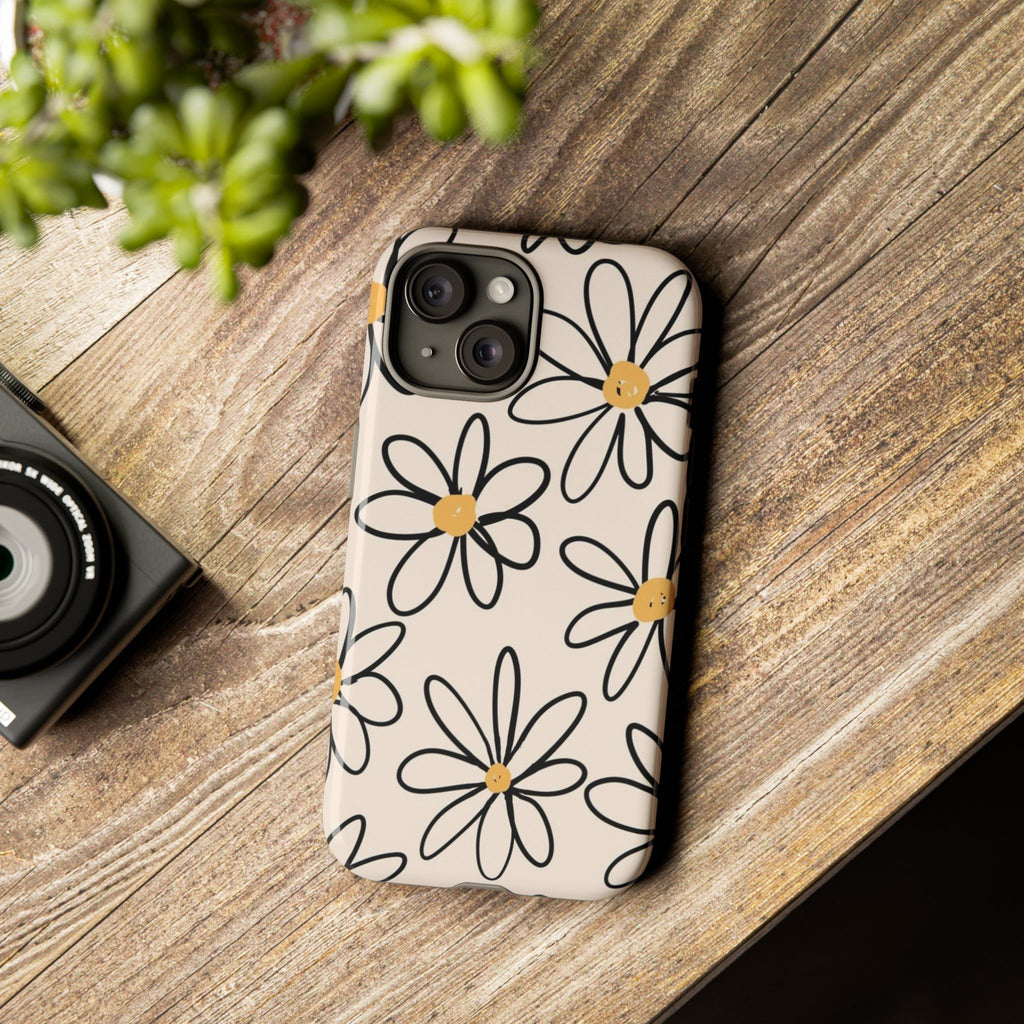 Daisy Sketch iPhone Case — Floral Protective Phone Cover
