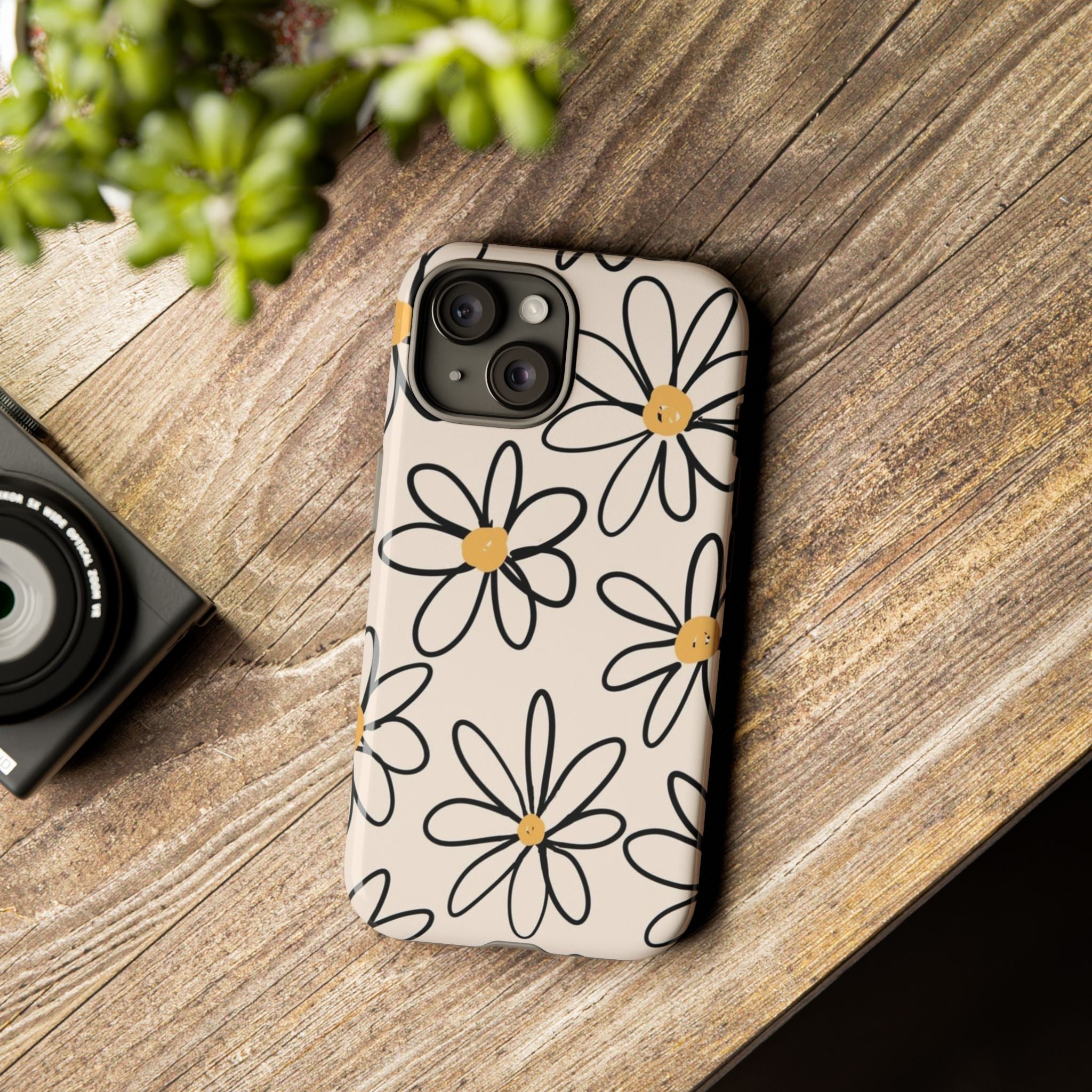 Daisy Sketch iPhone Case — Floral Protective Phone Cover