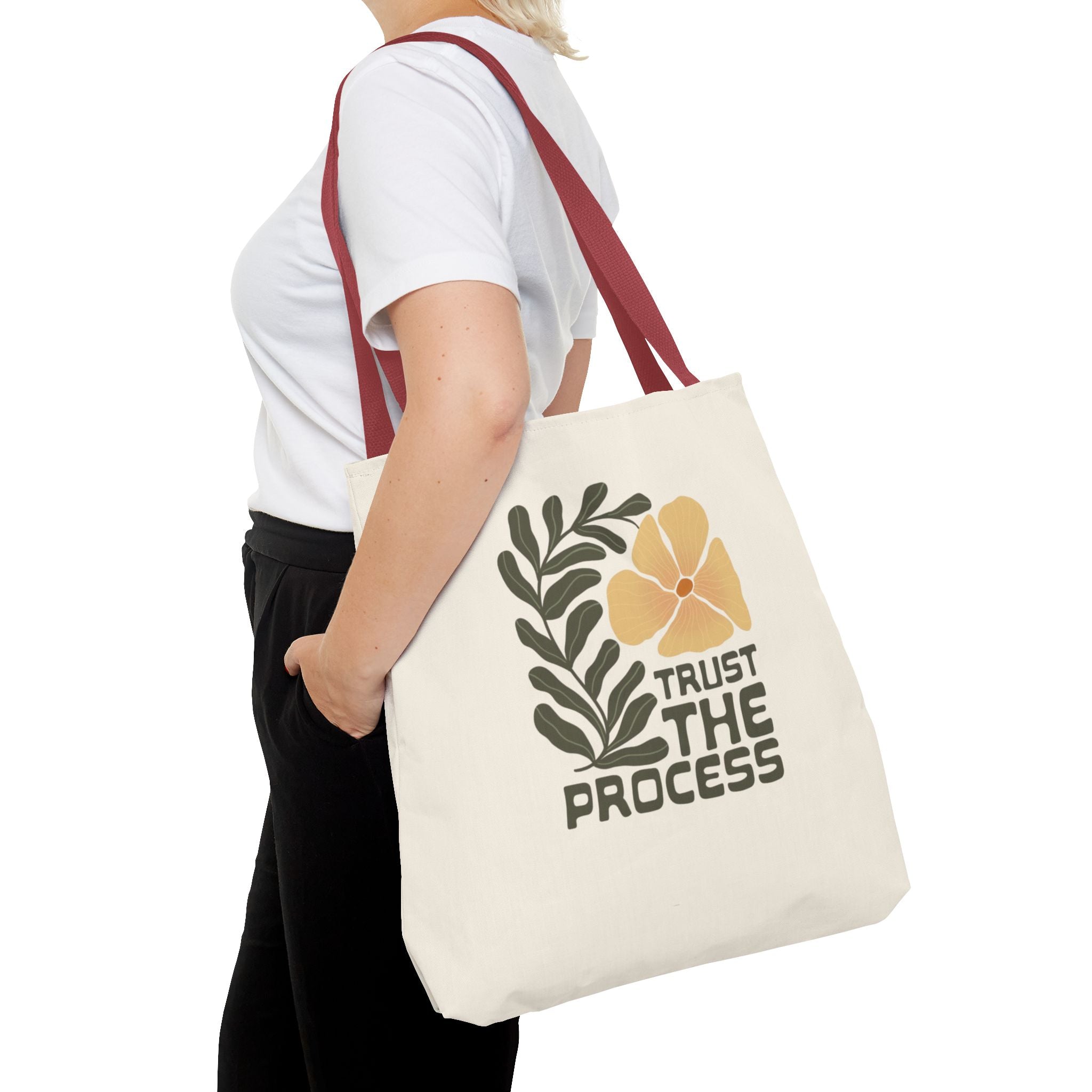 Trust The Process Floral Tote Bag — Inspirational Canvas Shopper