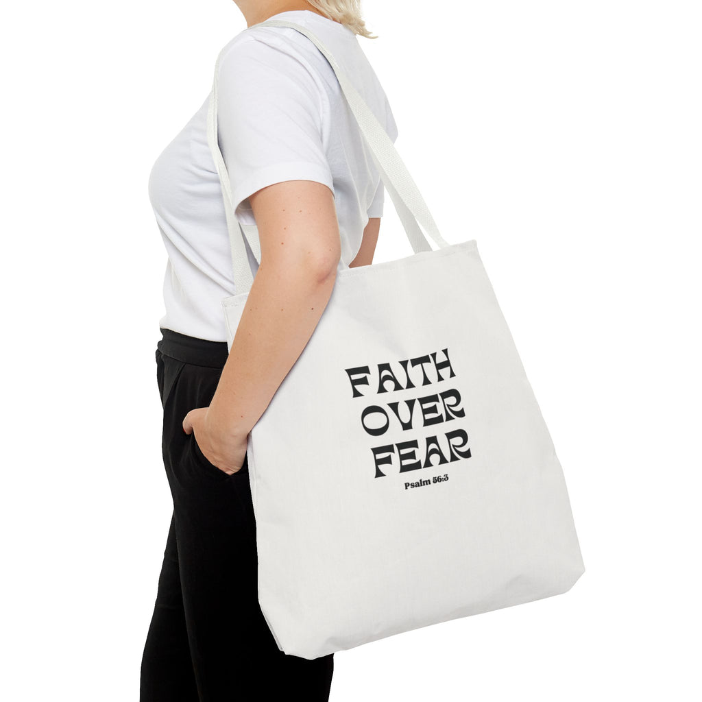 Faith Over Fear Tote Bag — Christian Inspirational Scripture Bag (Psalm 56:3)