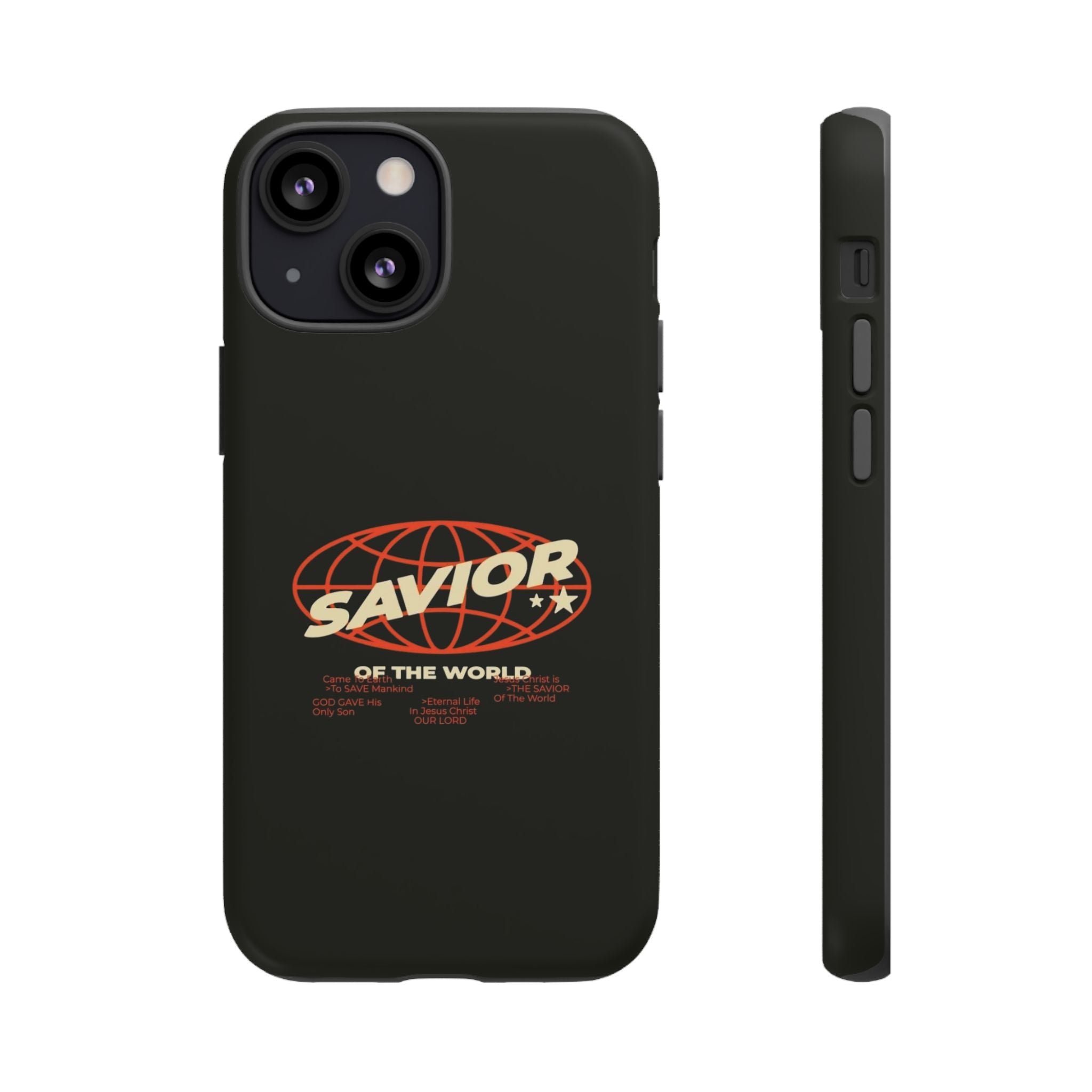 Savior of the World Black Protective Phone Case — Retro Globe Design