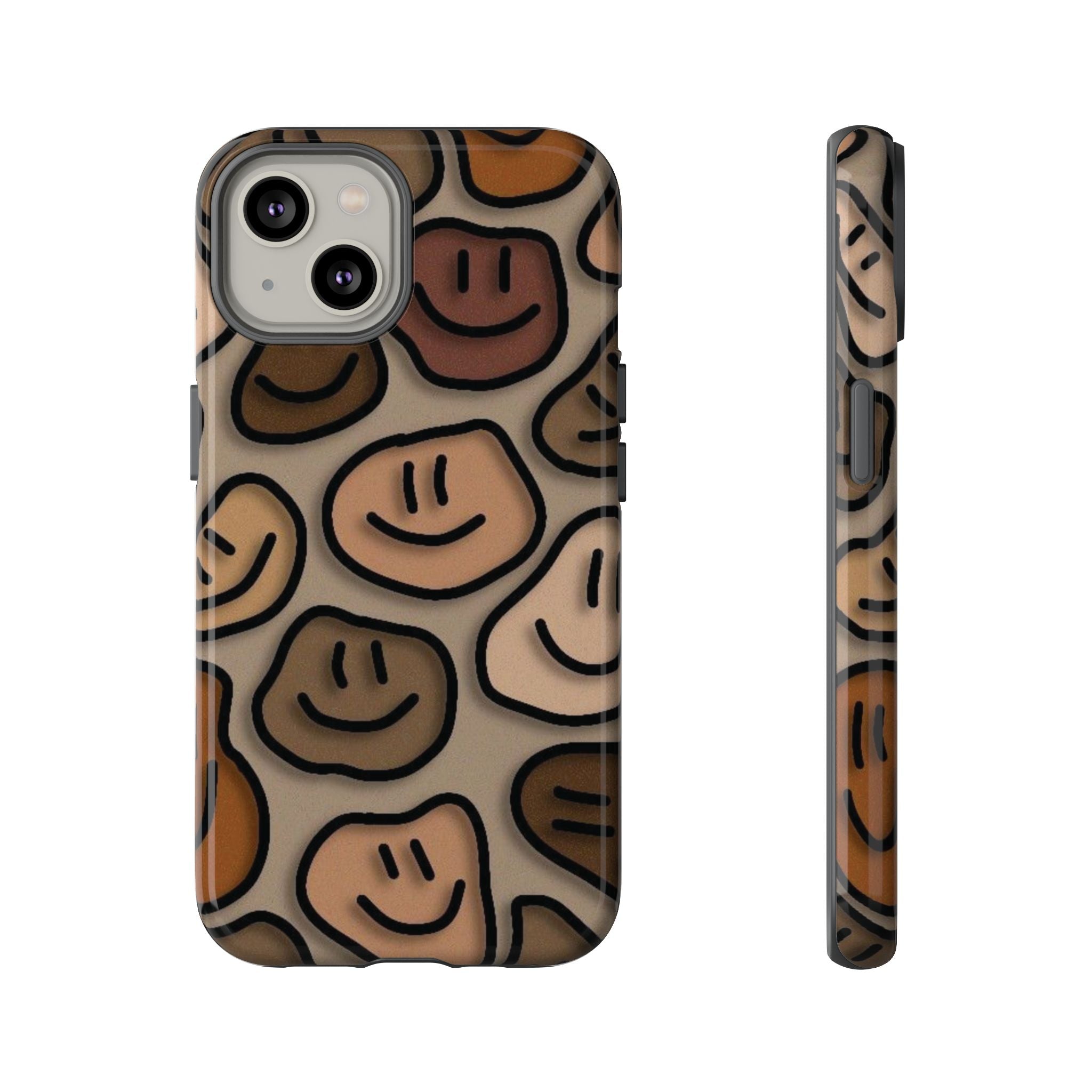 Smiley Faces iPhone Case — Neutral Brown Diverse Smiles Protective Cover