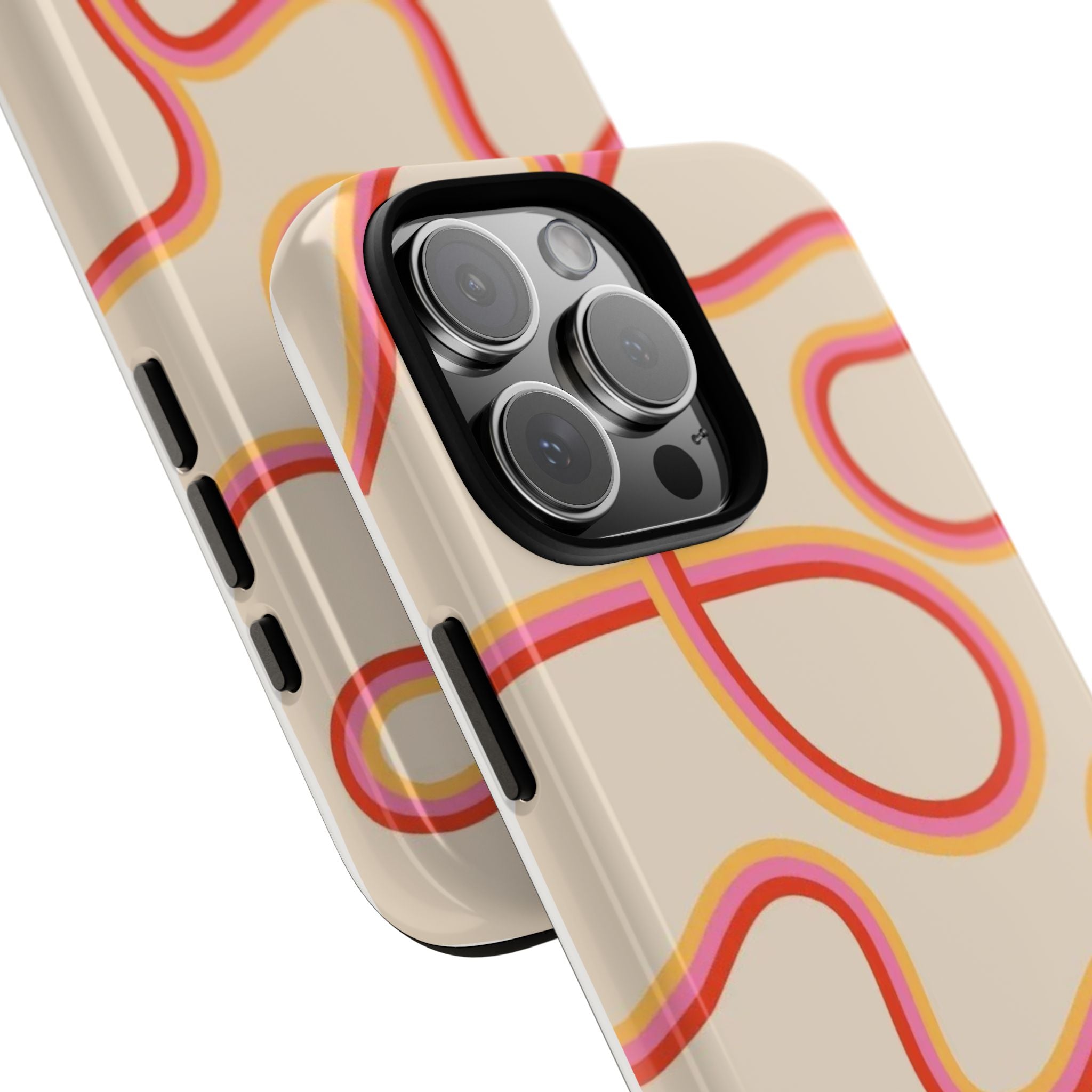 Retro Loop Pattern iPhone Case – Peach & Sunset Abstract Tough Case