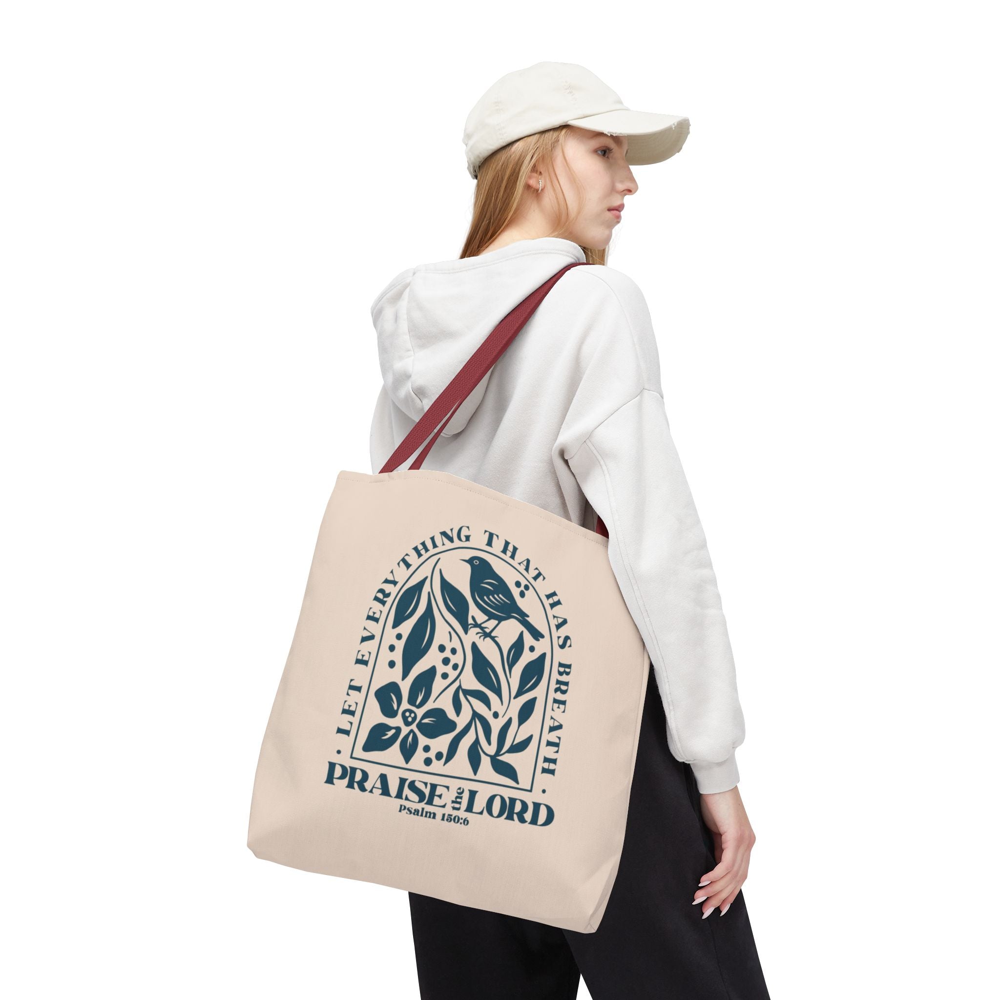 "Praise the Lord" Floral Psalm 150:6 Tote Bag