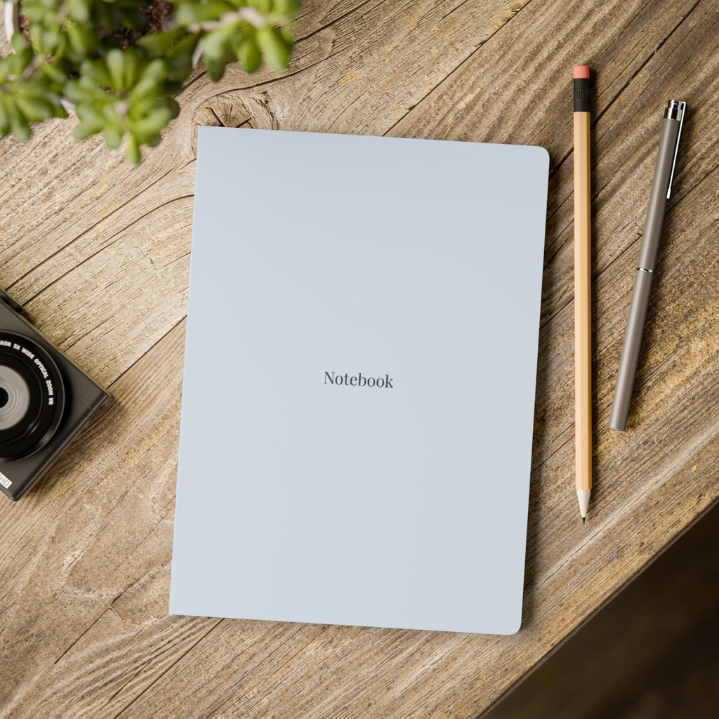 Minimal Light Blue Notebook — Softcover Journal with 'Notebook' Cover, Printed Interior