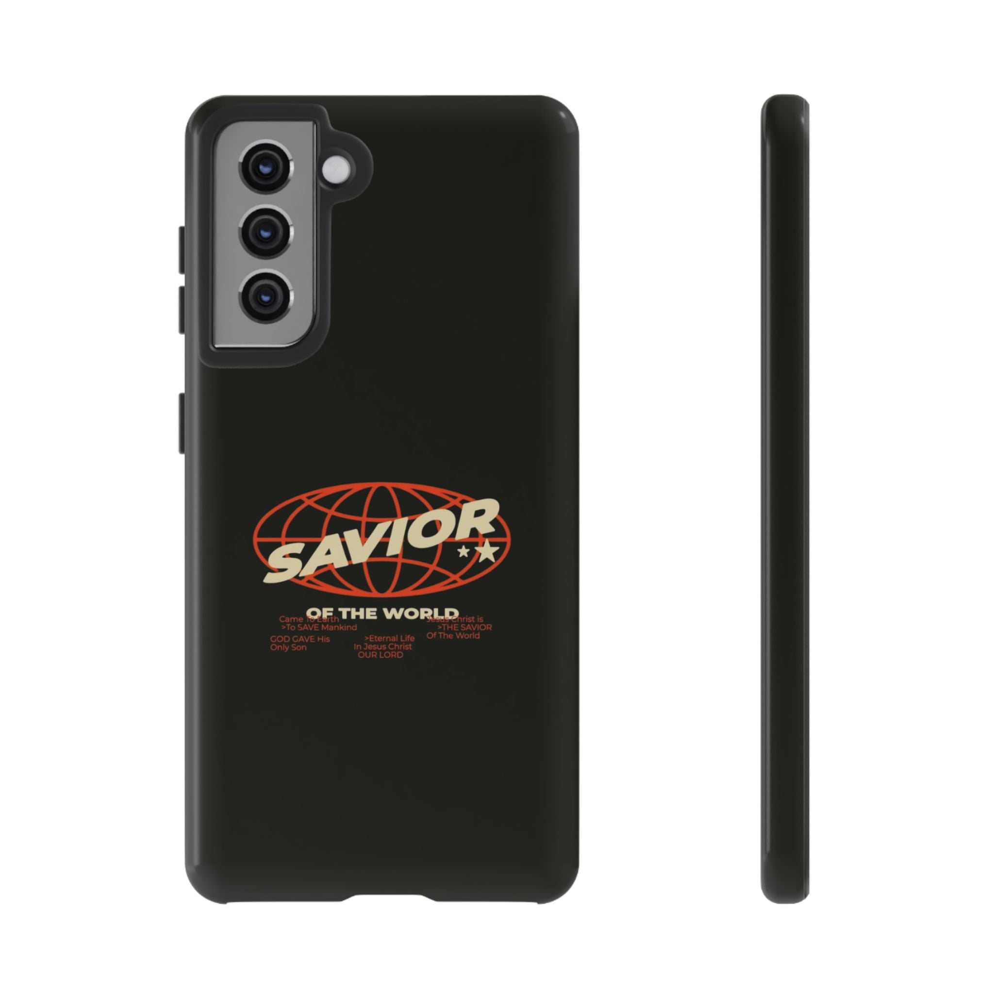 Savior of the World Black Protective Phone Case — Retro Globe Design