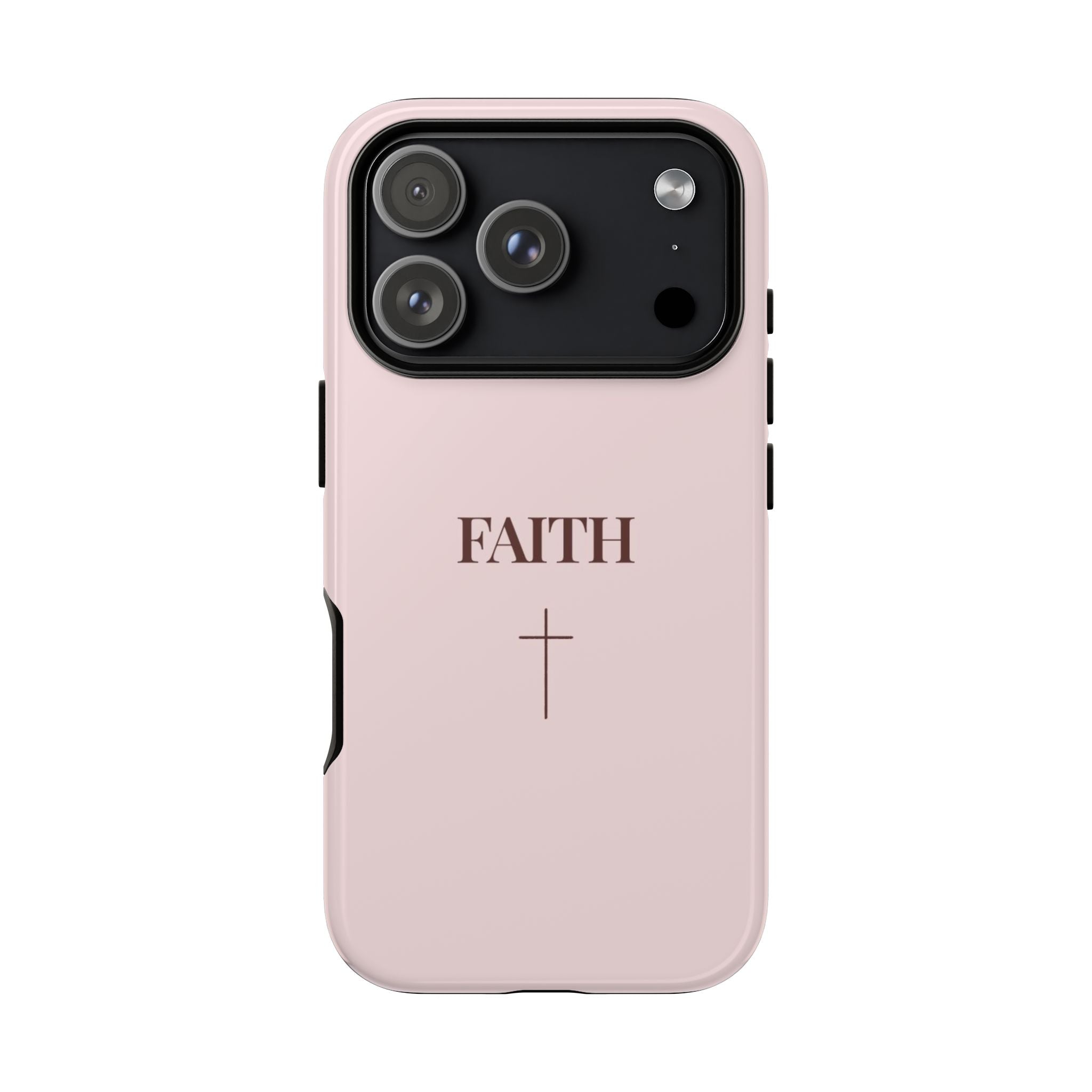 Faith Cross Tough Phone Case — Minimal Pink Christian iPhone Cover