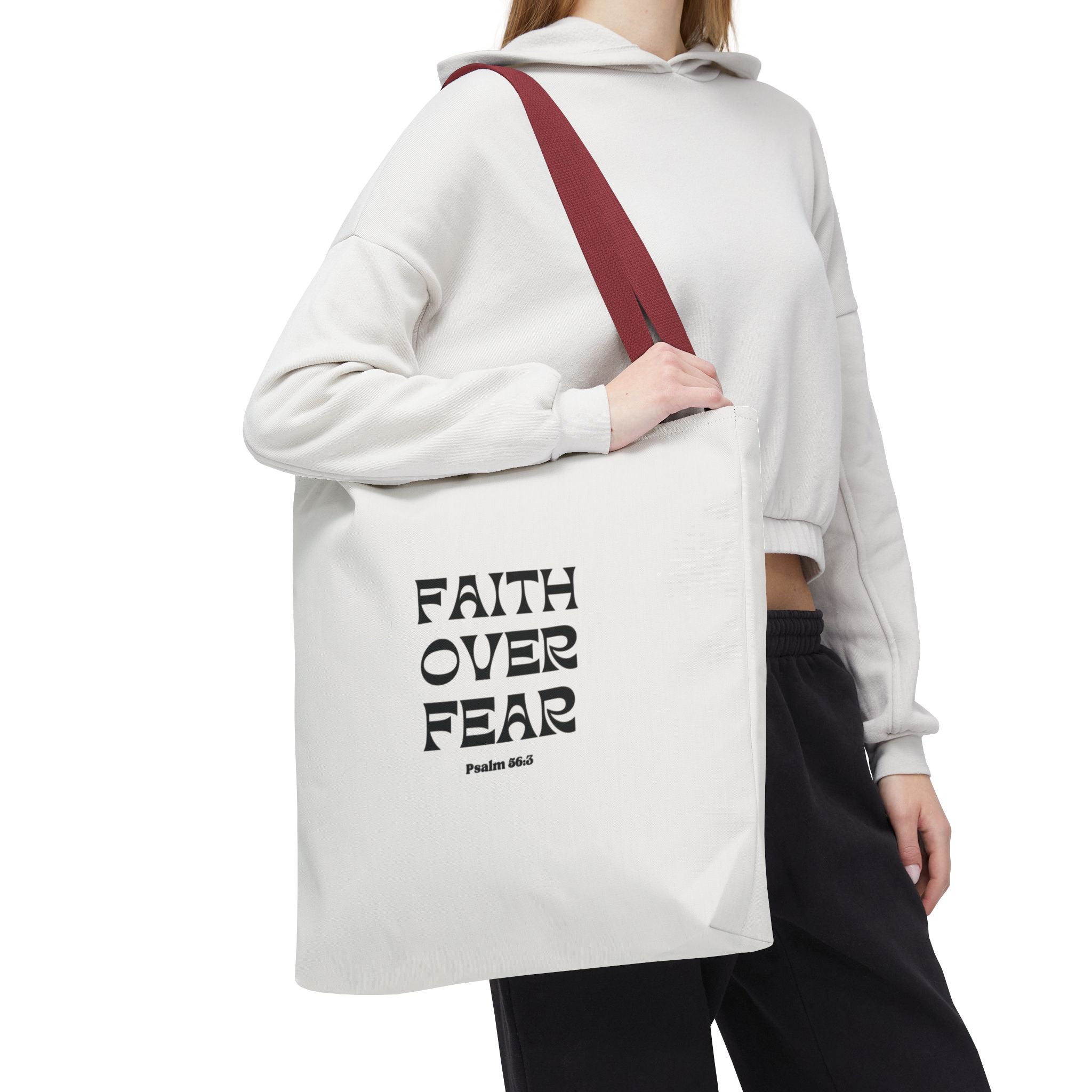 Faith Over Fear Tote Bag — Christian Inspirational Scripture Bag (Psalm 56:3)
