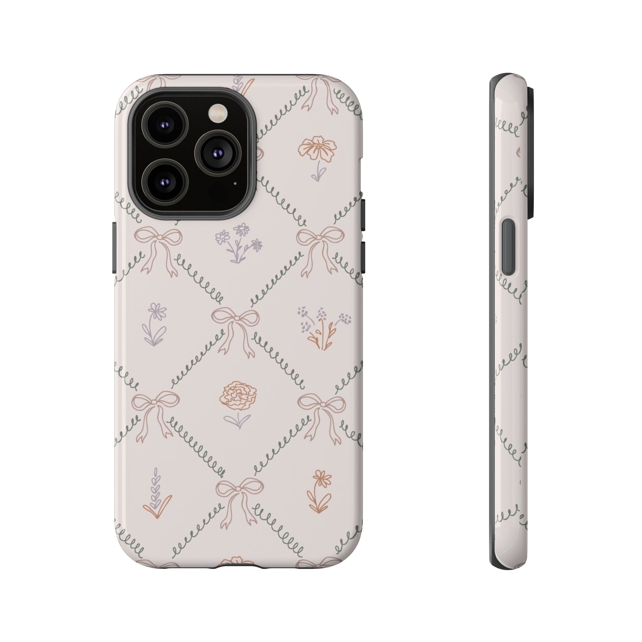 Floral Bow Pattern Tough iPhone Case