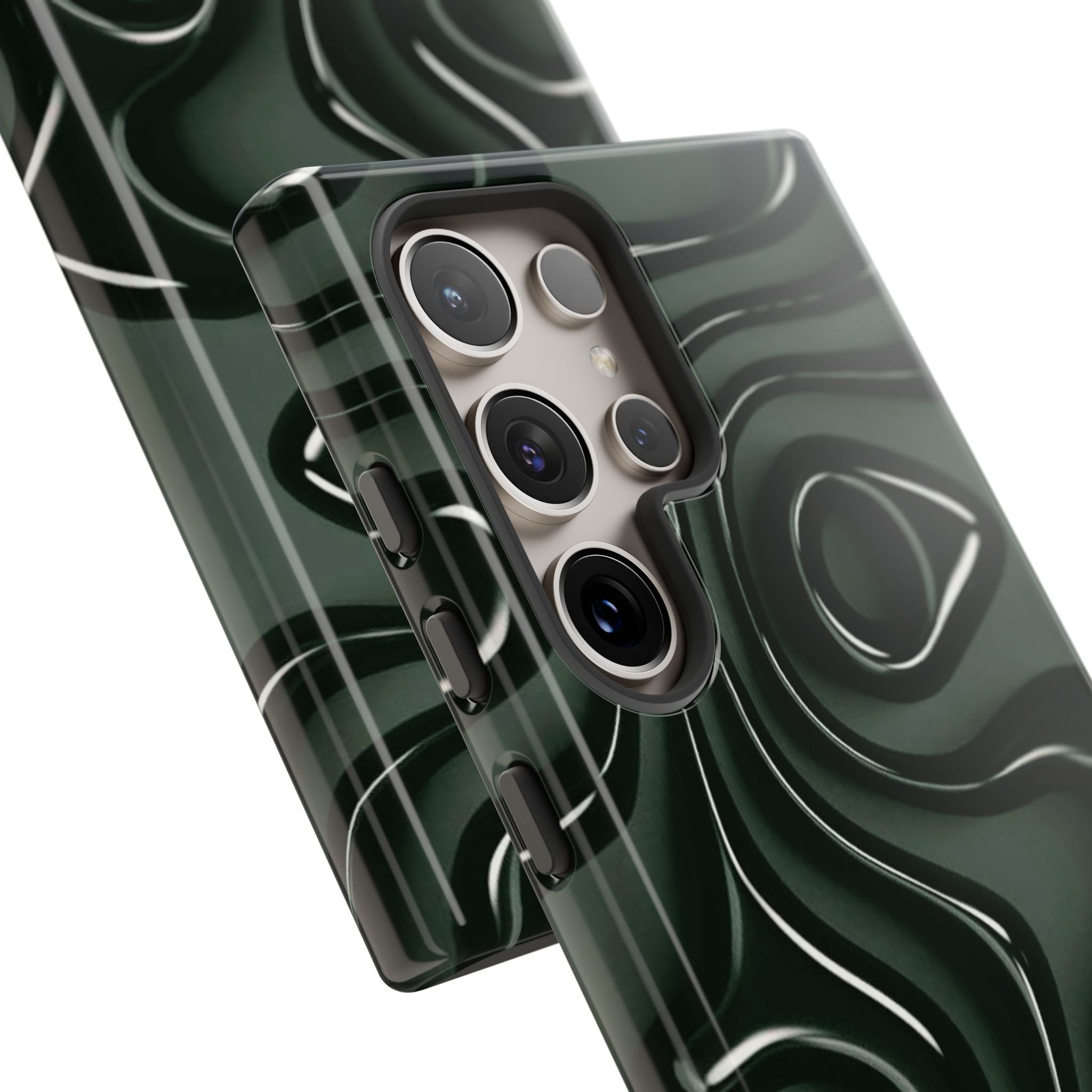 Dark Green Abstract Swirl Tough Phone Case