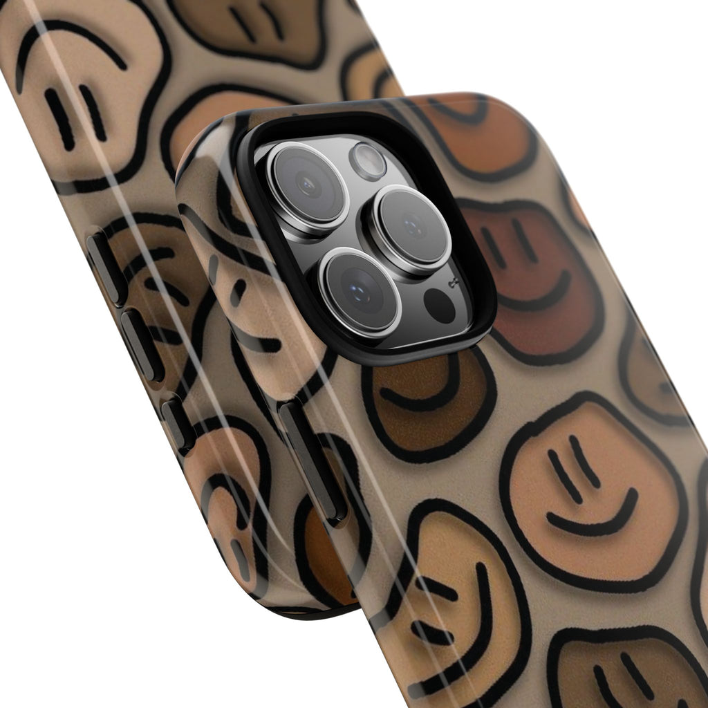 Smiley Faces iPhone Case — Neutral Brown Diverse Smiles Protective Cover