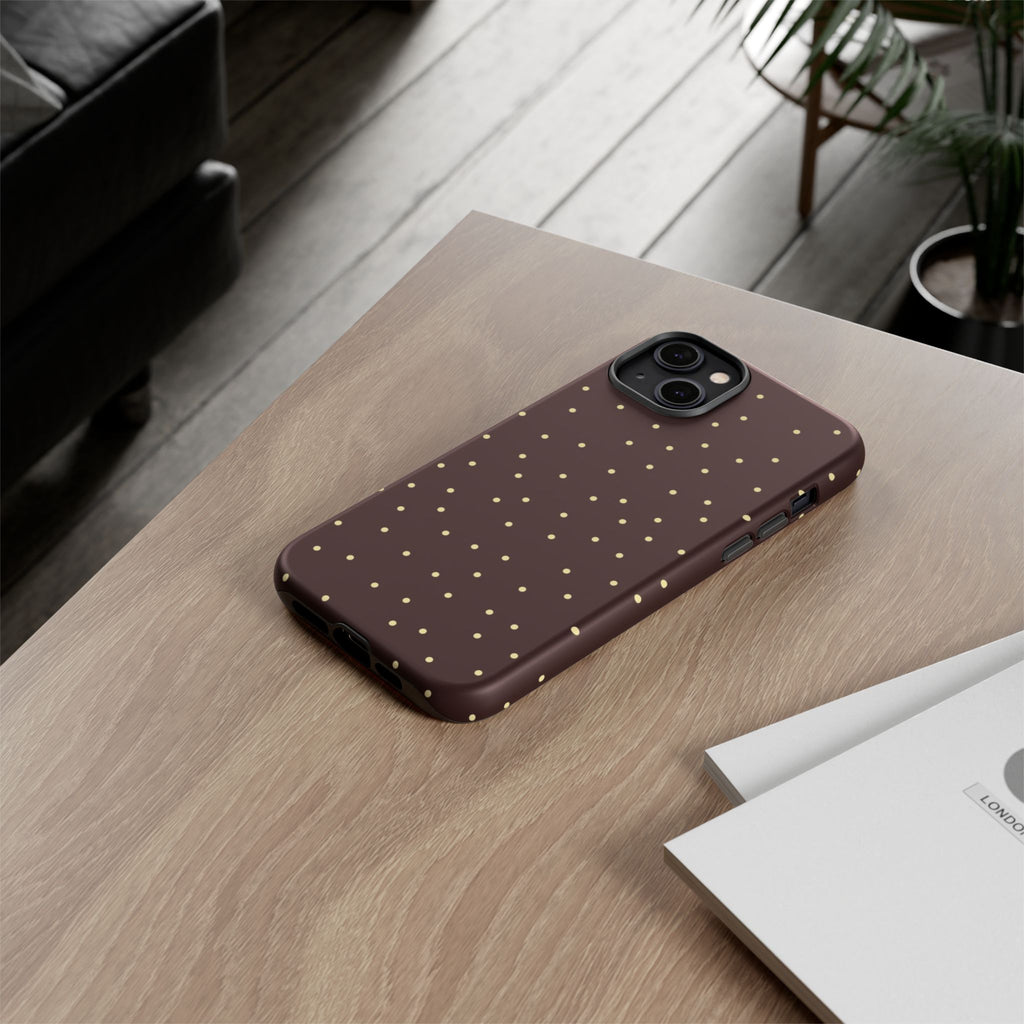 Brown Gold Polka Dot Tough Phone Case