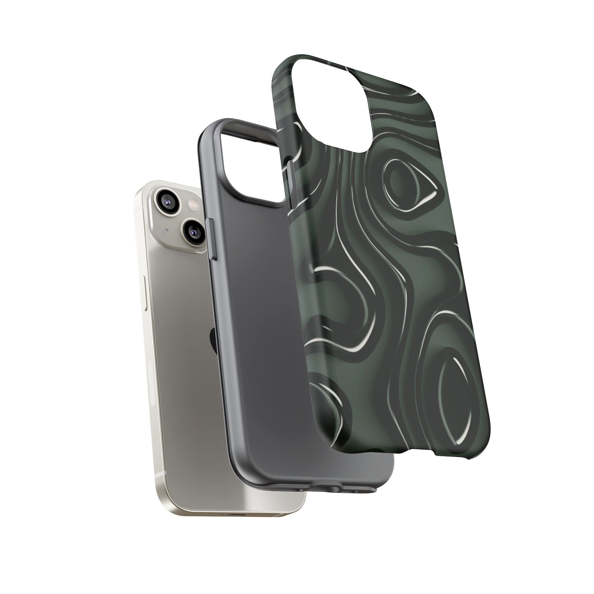 Dark Green Abstract Swirl Tough Phone Case