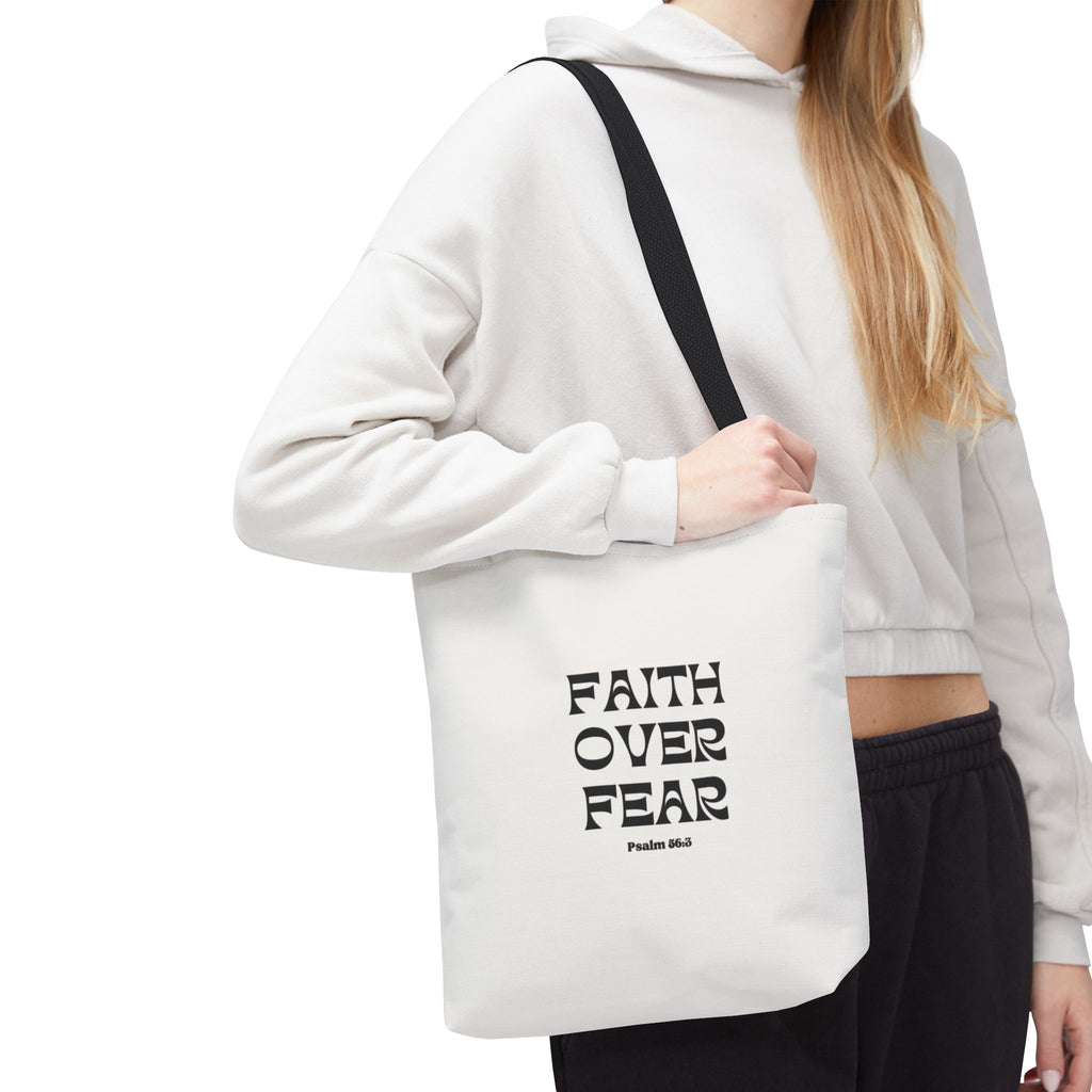 Faith Over Fear Tote Bag — Christian Inspirational Scripture Bag (Psalm 56:3)