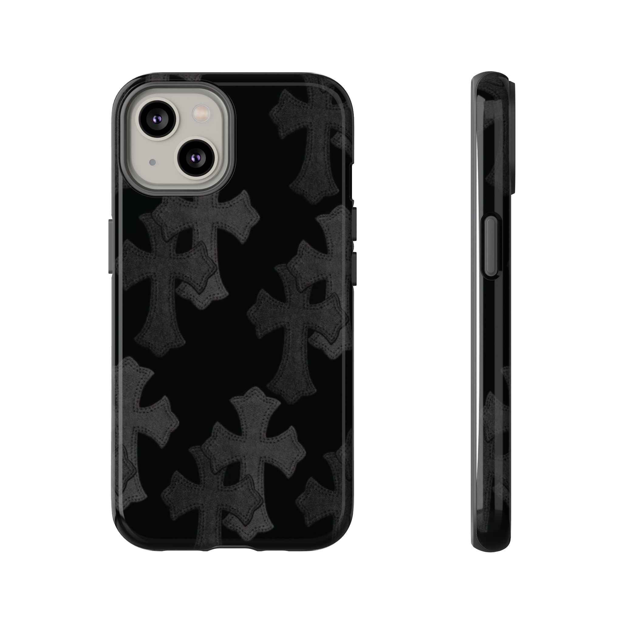 Black Cross Pattern Tough iPhone Case — Gothic Protective iPhone Cover