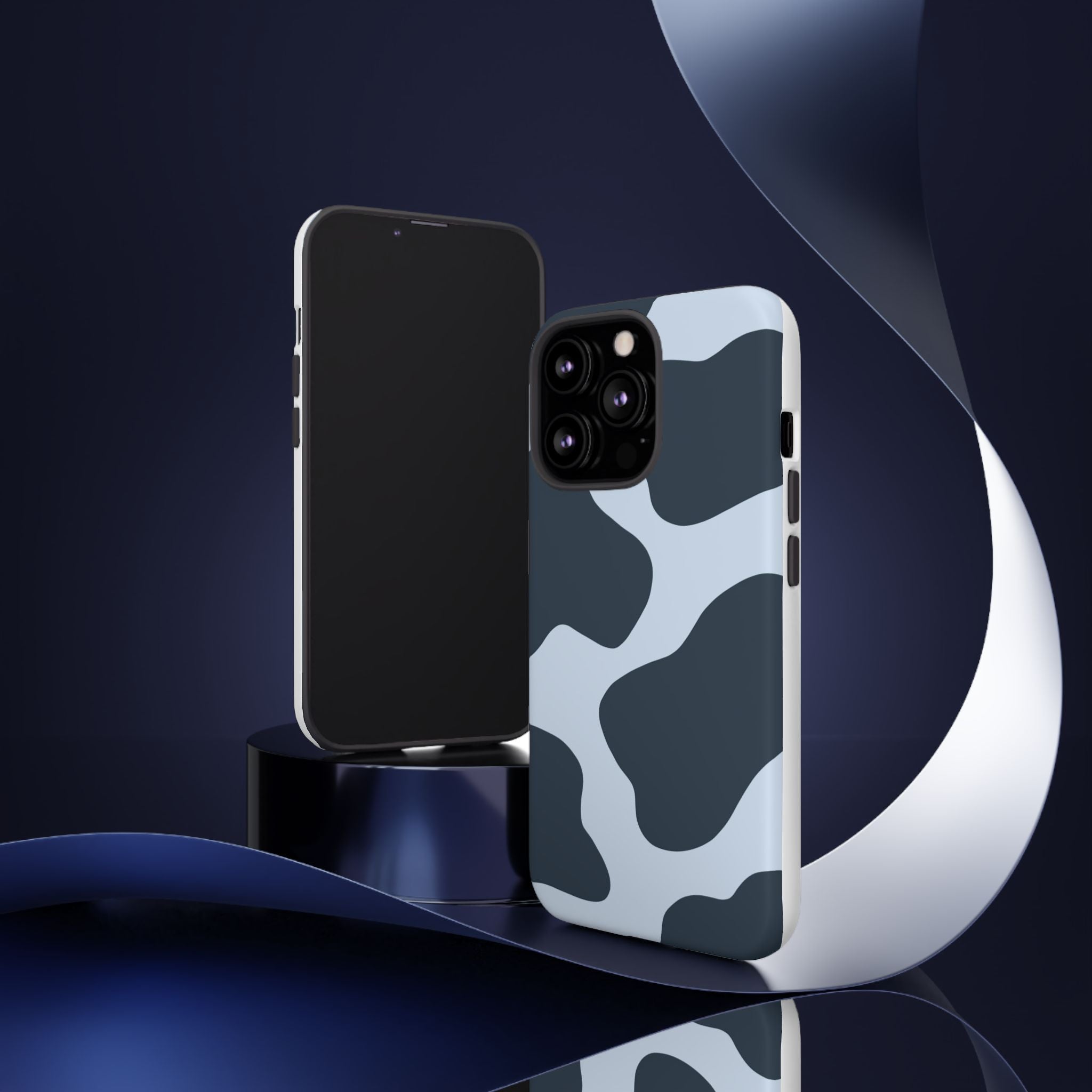 Cow Print Tough iPhone Case — Blue Black Abstract Pattern