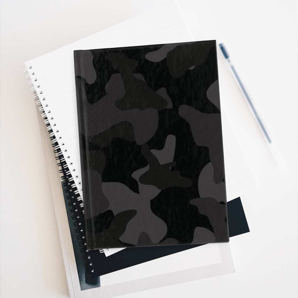 Camouflage Black Ruled Journal — Lined Hardcover Notebook for Notes & Daily Planning