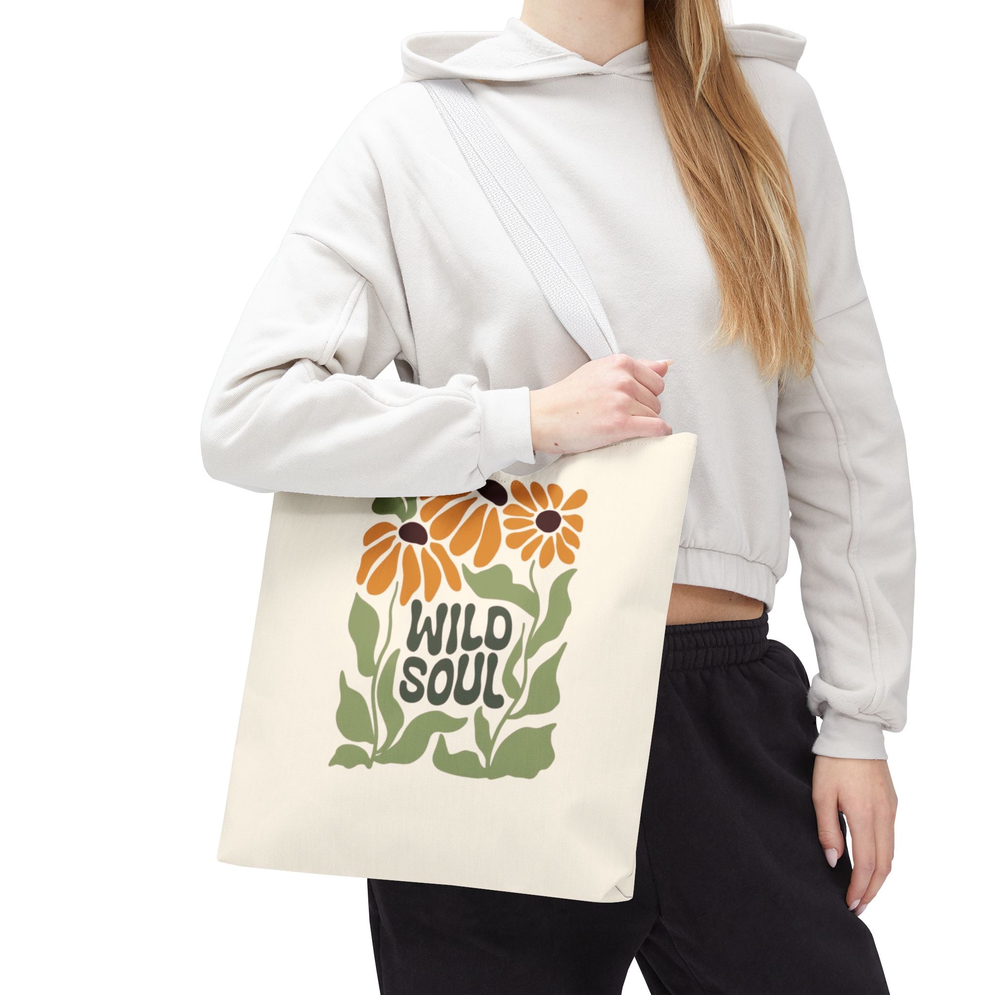 Wild Soul Floral Tote Bag — Boho Sunflower Canvas Carryall
