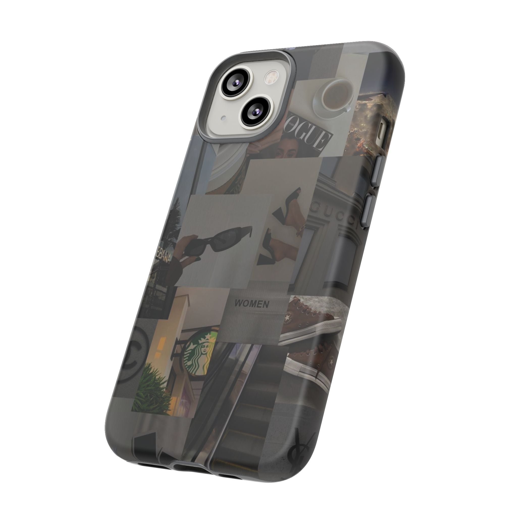 Collage Aesthetic Tough iPhone Case — Chic Cafe & Fashion Mood Board