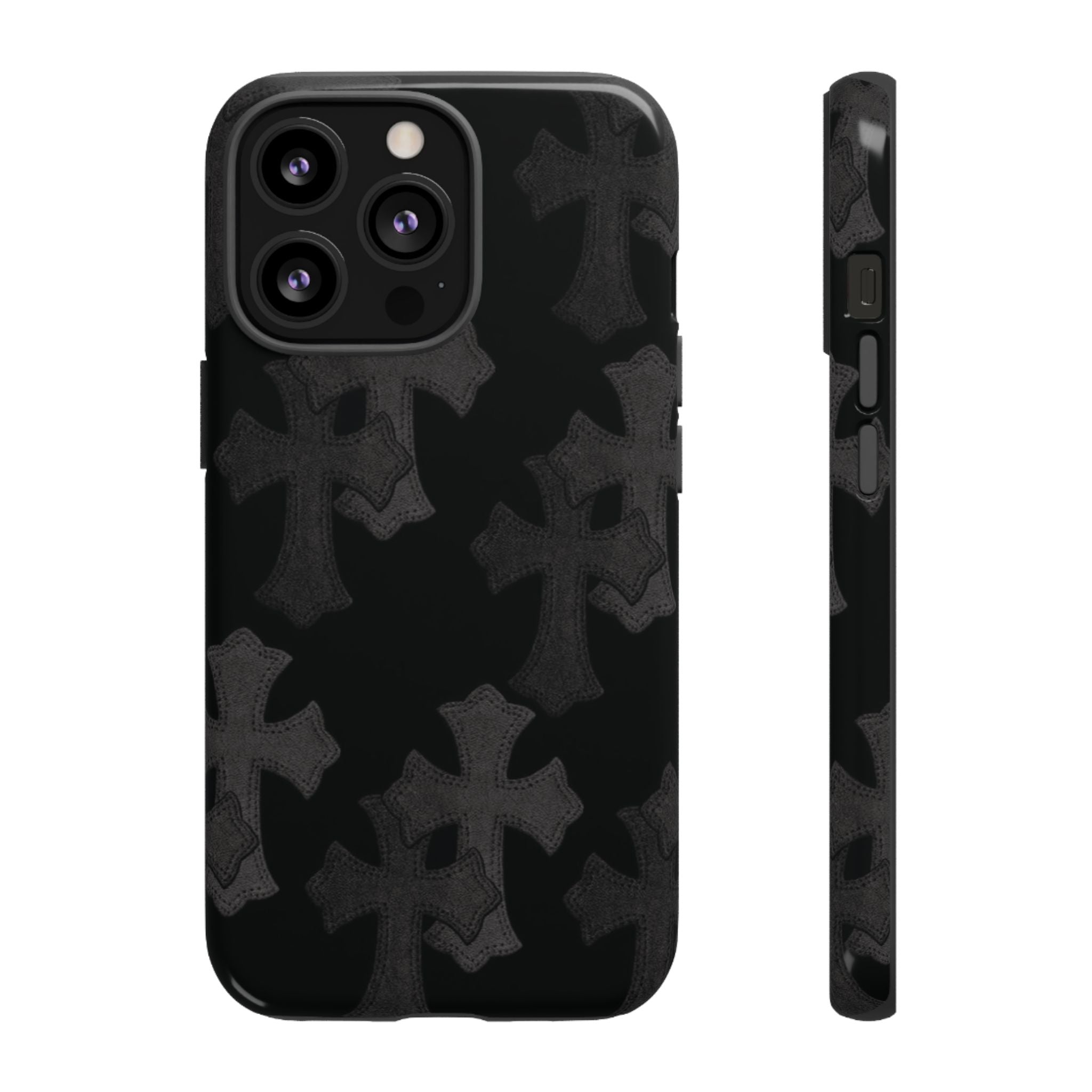 Black Cross Pattern Tough iPhone Case — Gothic Protective iPhone Cover