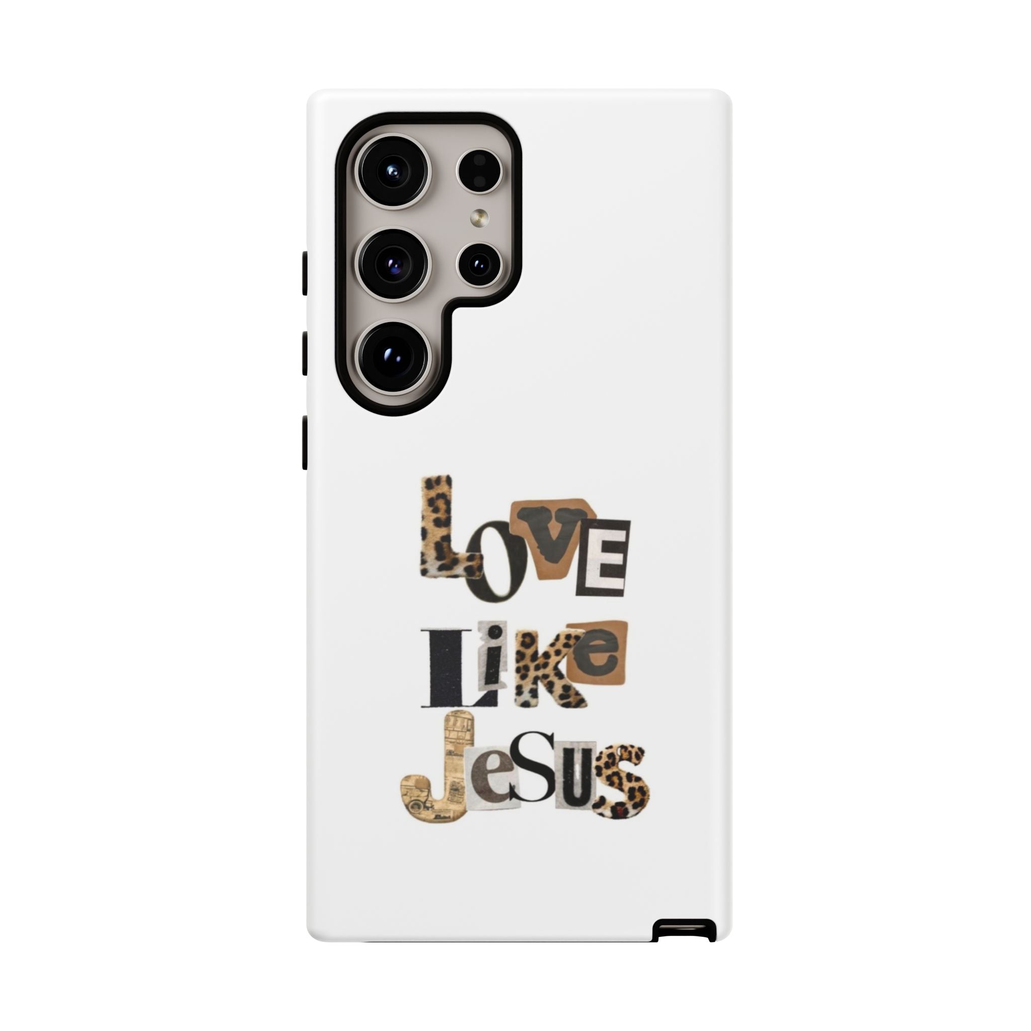 "Love Like Jesus" Leopard Print Christian Tough Phone Case