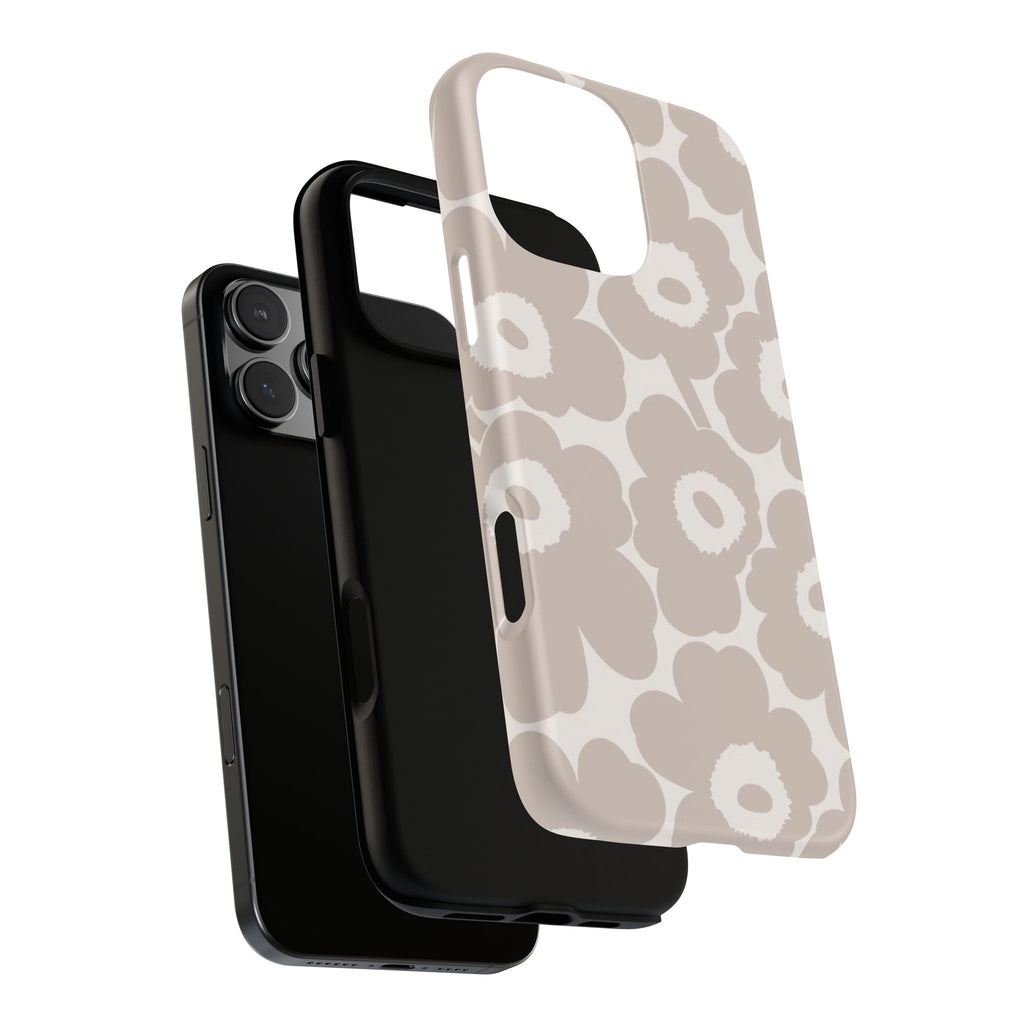 Floral Tough iPhone Case — Neutral Beige Poppy Protective Cover