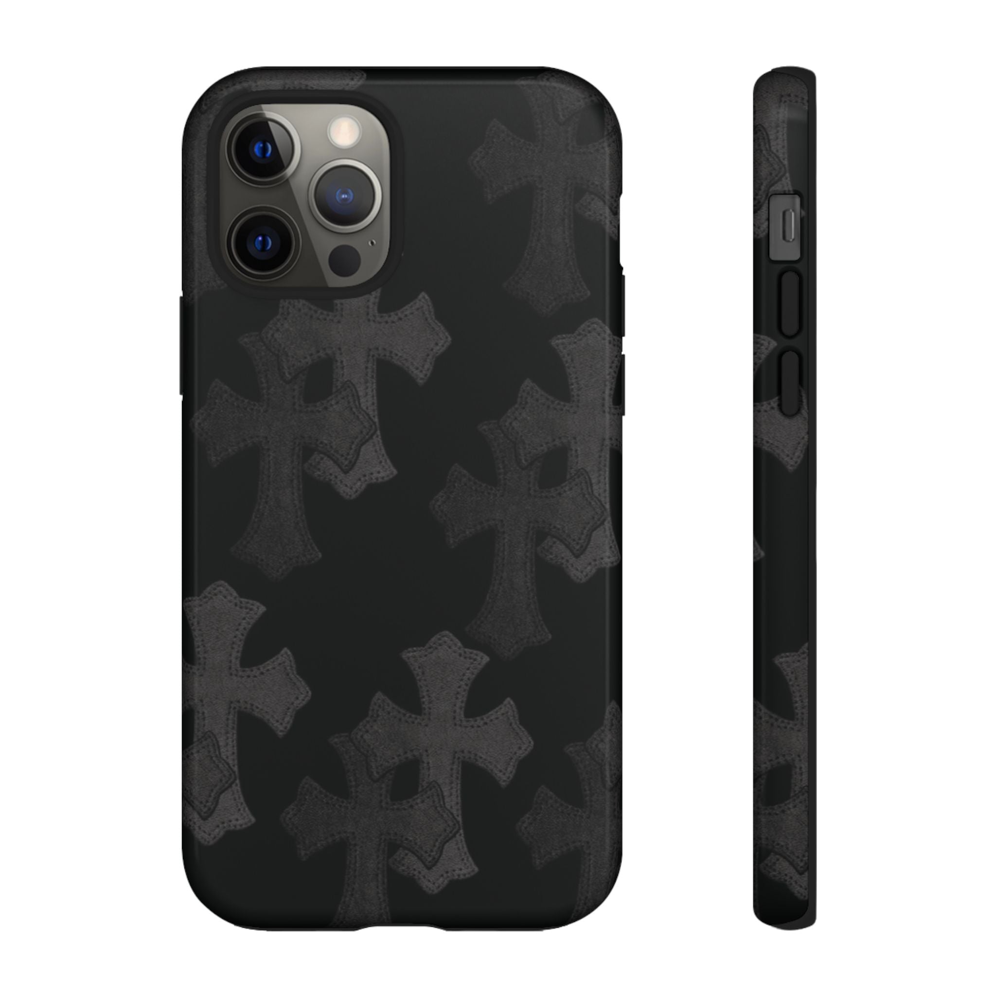 Black Cross Pattern Tough iPhone Case — Gothic Protective iPhone Cover