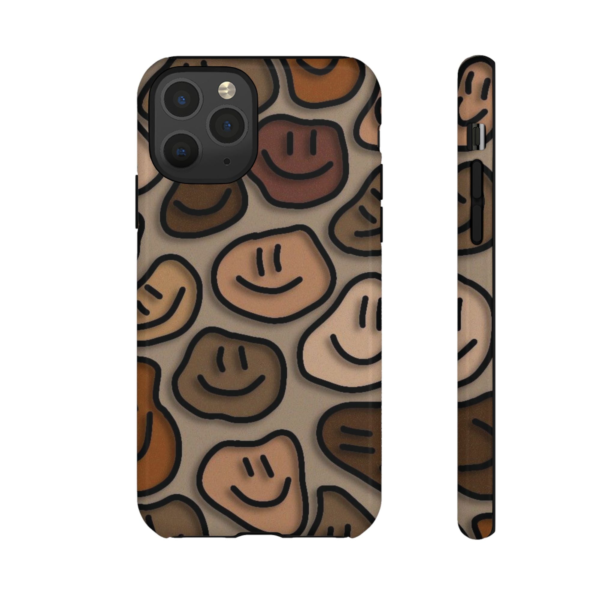 Smiley Faces iPhone Case — Neutral Brown Diverse Smiles Protective Cover