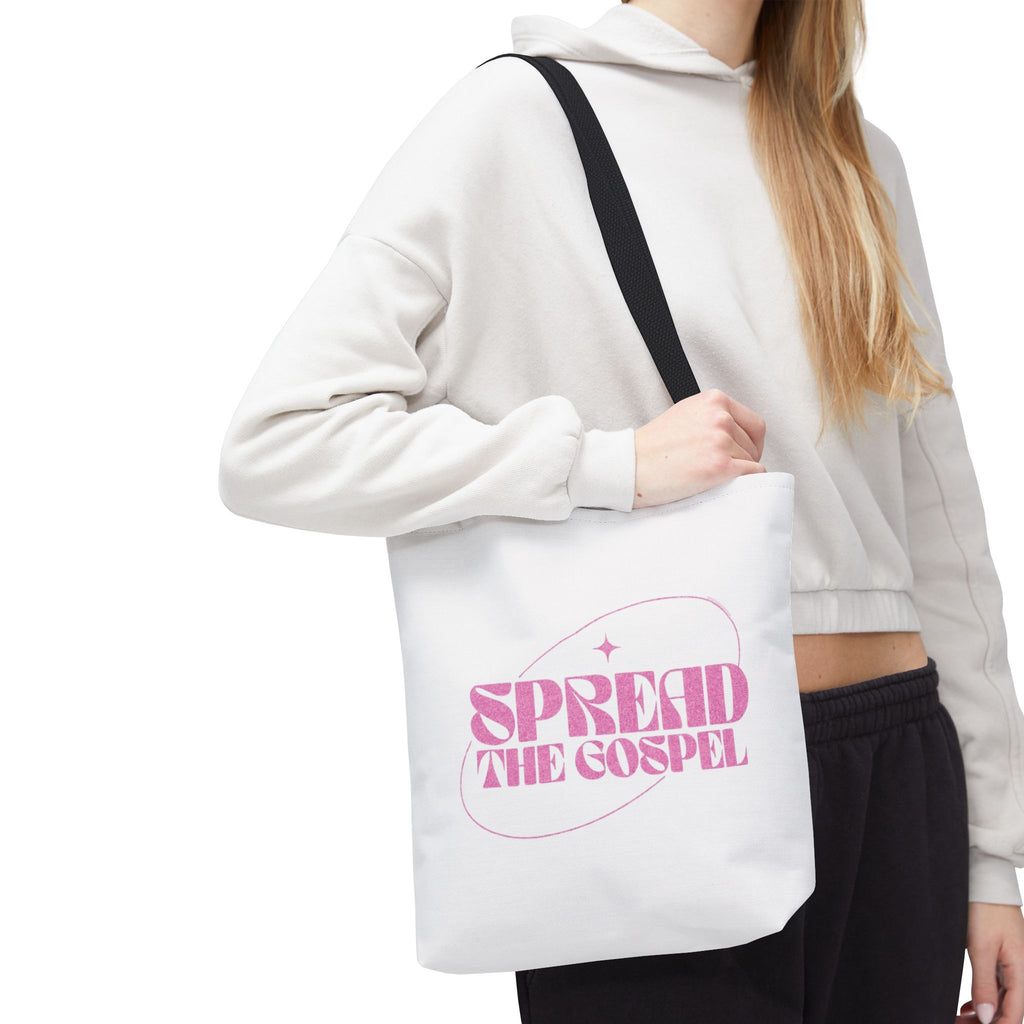 Spread the Gospel Tote Bag — Pink Retro Canvas Tote