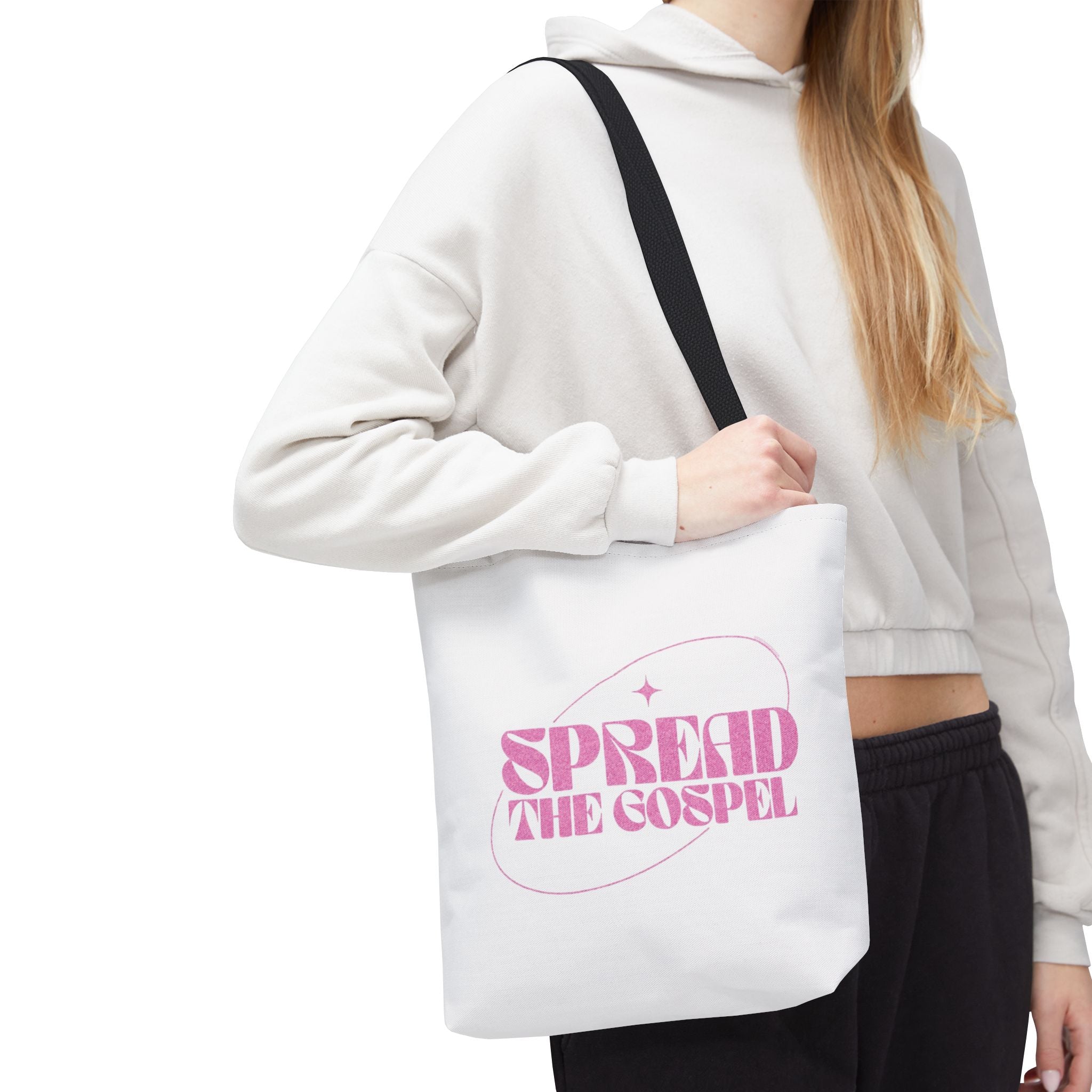 Spread the Gospel Tote Bag — Pink Retro Canvas Tote